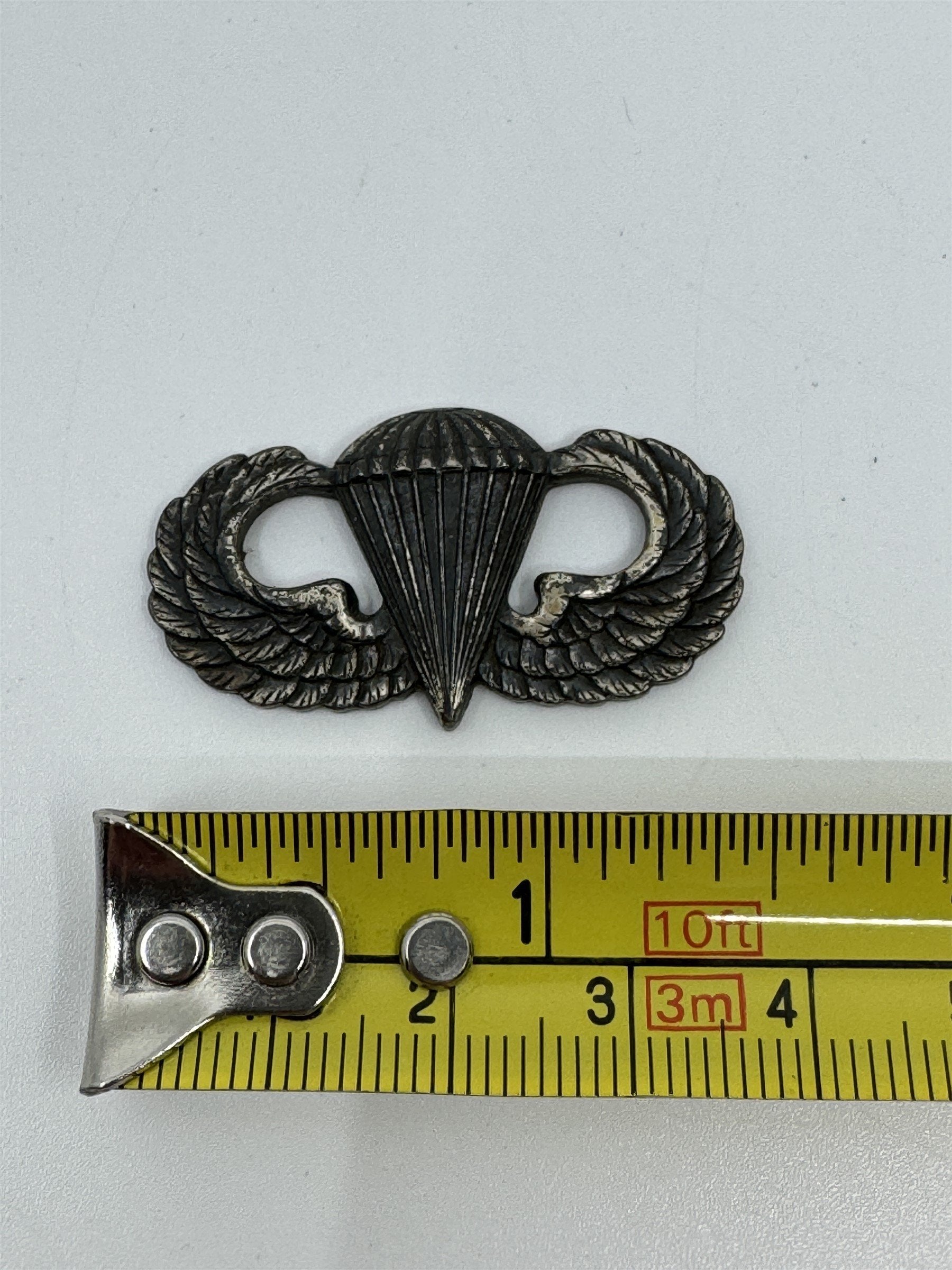 Vintage WWII Sterling Silver US Army Airborne Jump Parachute Pin/Badge 23C