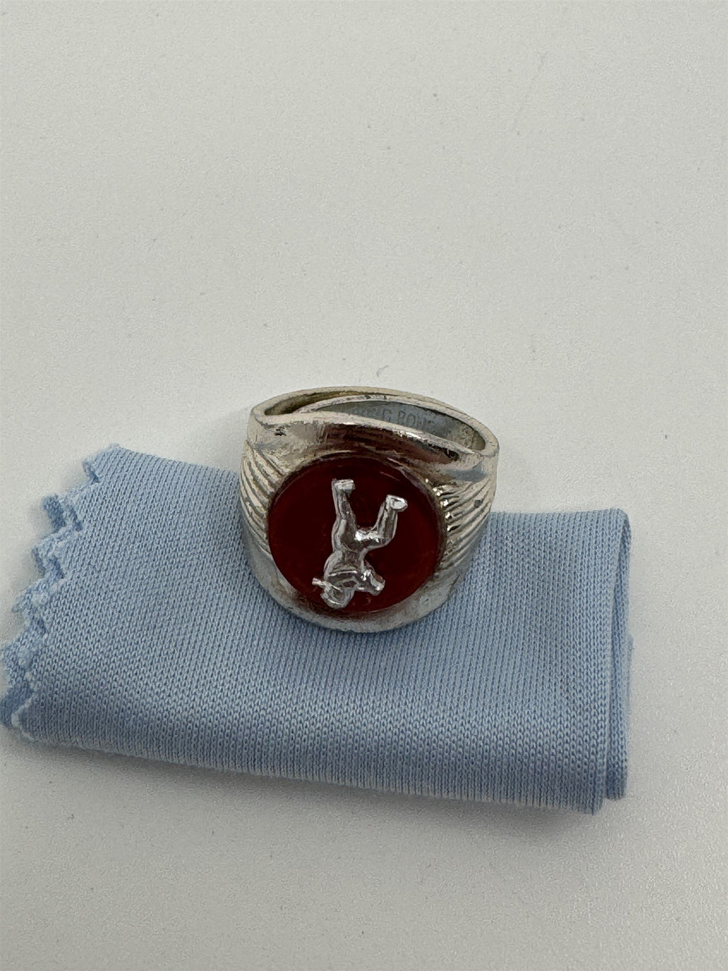 Vintage Cracker Jack Gumball Machine Plastic Ring Baseball Player Shiny Orange