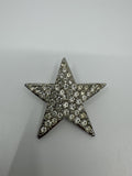 Vintage Silver Rhinestone Star Clip-On Brooch Pin