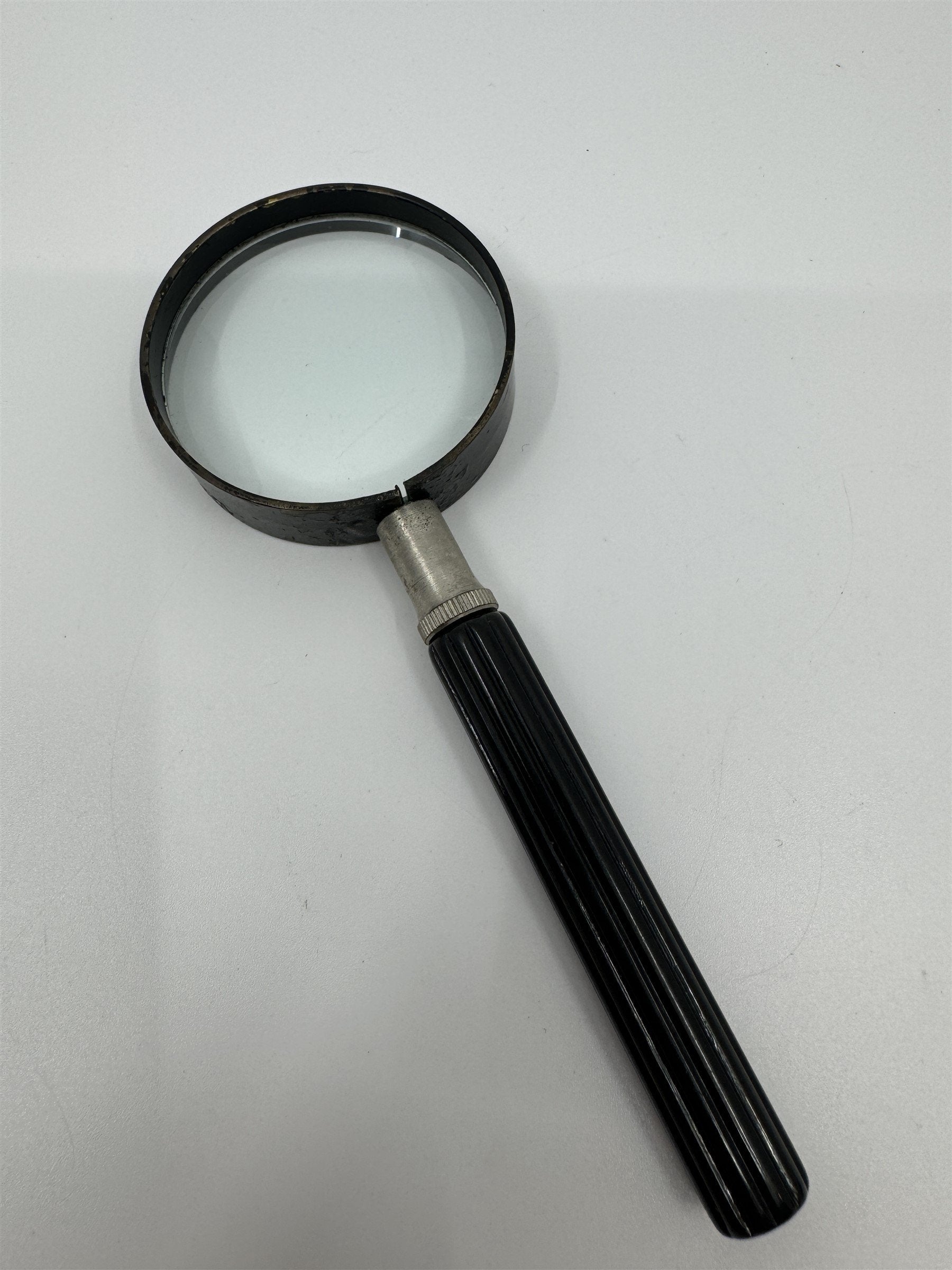Vintage ATCO USA Magnifying Glass Reading Glass Black 2" Diameter (6" Tall)