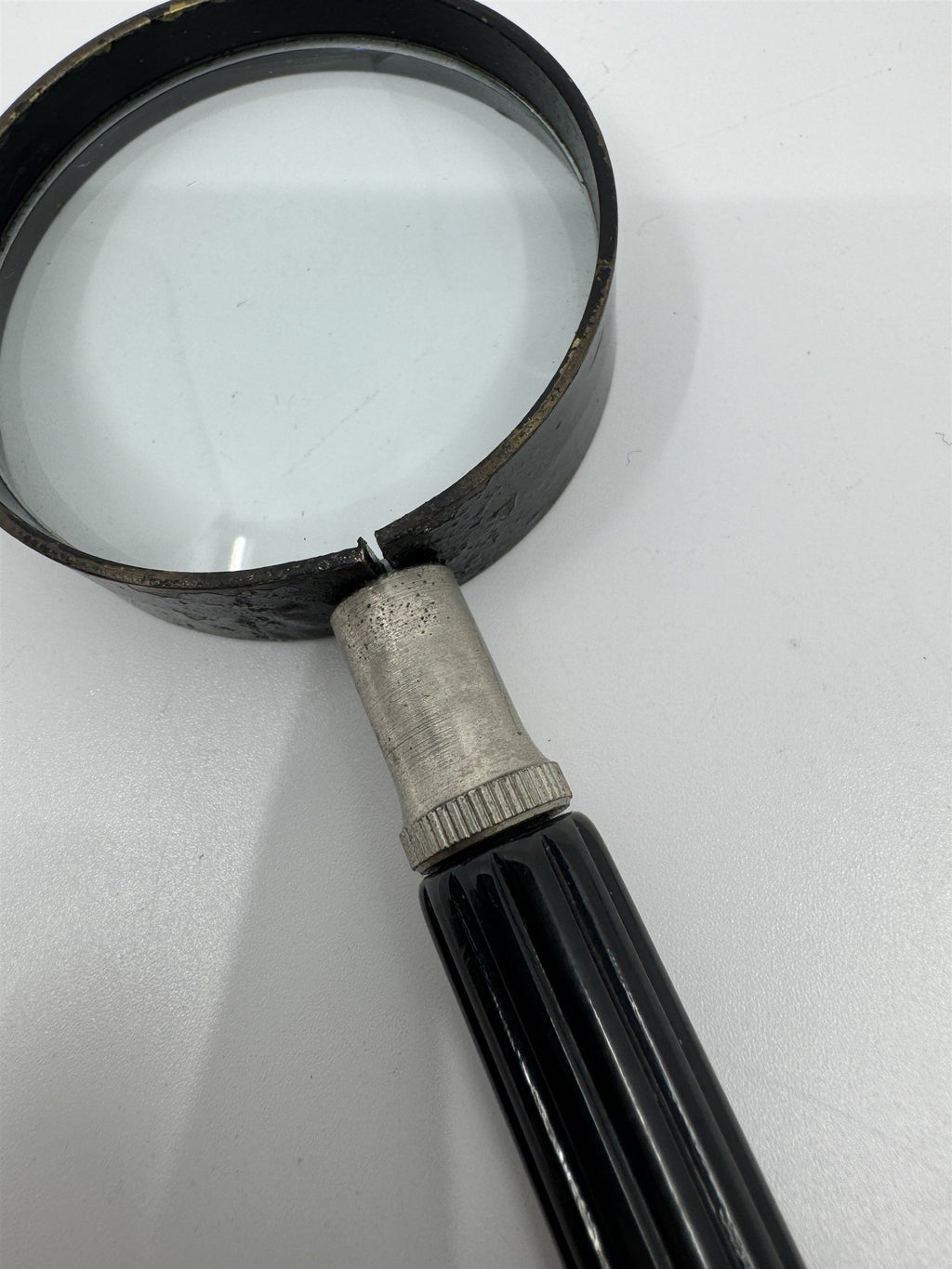Vintage ATCO USA Magnifying Glass Reading Glass Black 2" Diameter (6" Tall)