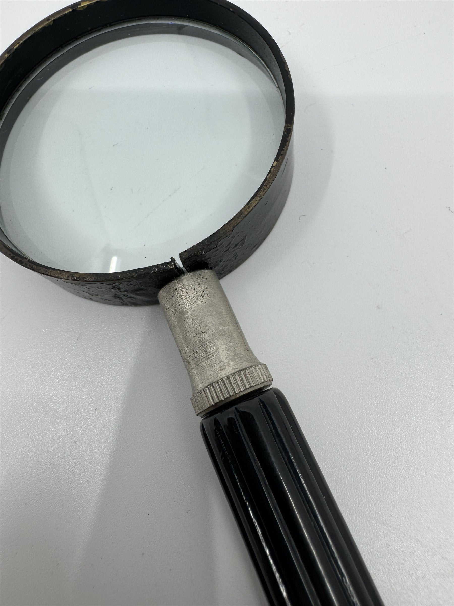 Vintage ATCO USA Magnifying Glass Reading Glass Black 2" Diameter (6" Tall)