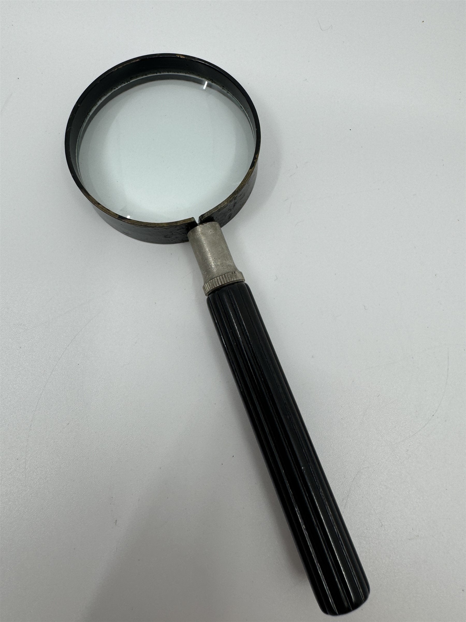 Vintage ATCO USA Magnifying Glass Reading Glass Black 2" Diameter (6" Tall)