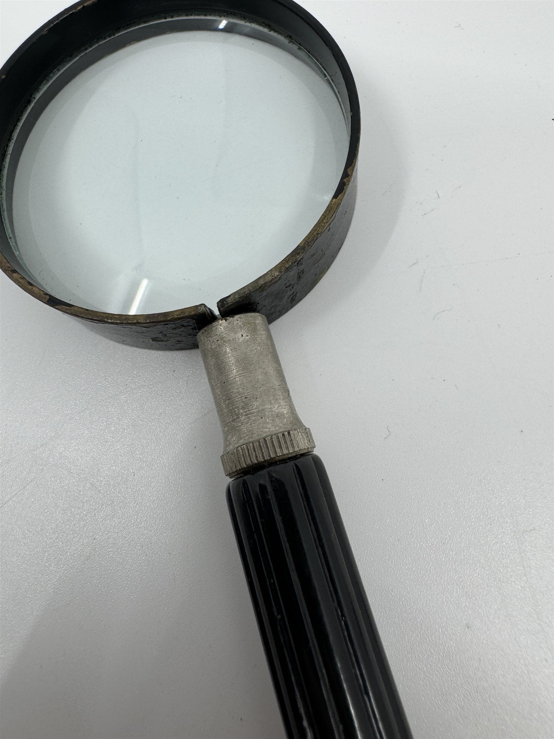 Vintage ATCO USA Magnifying Glass Reading Glass Black 2" Diameter (6" Tall)