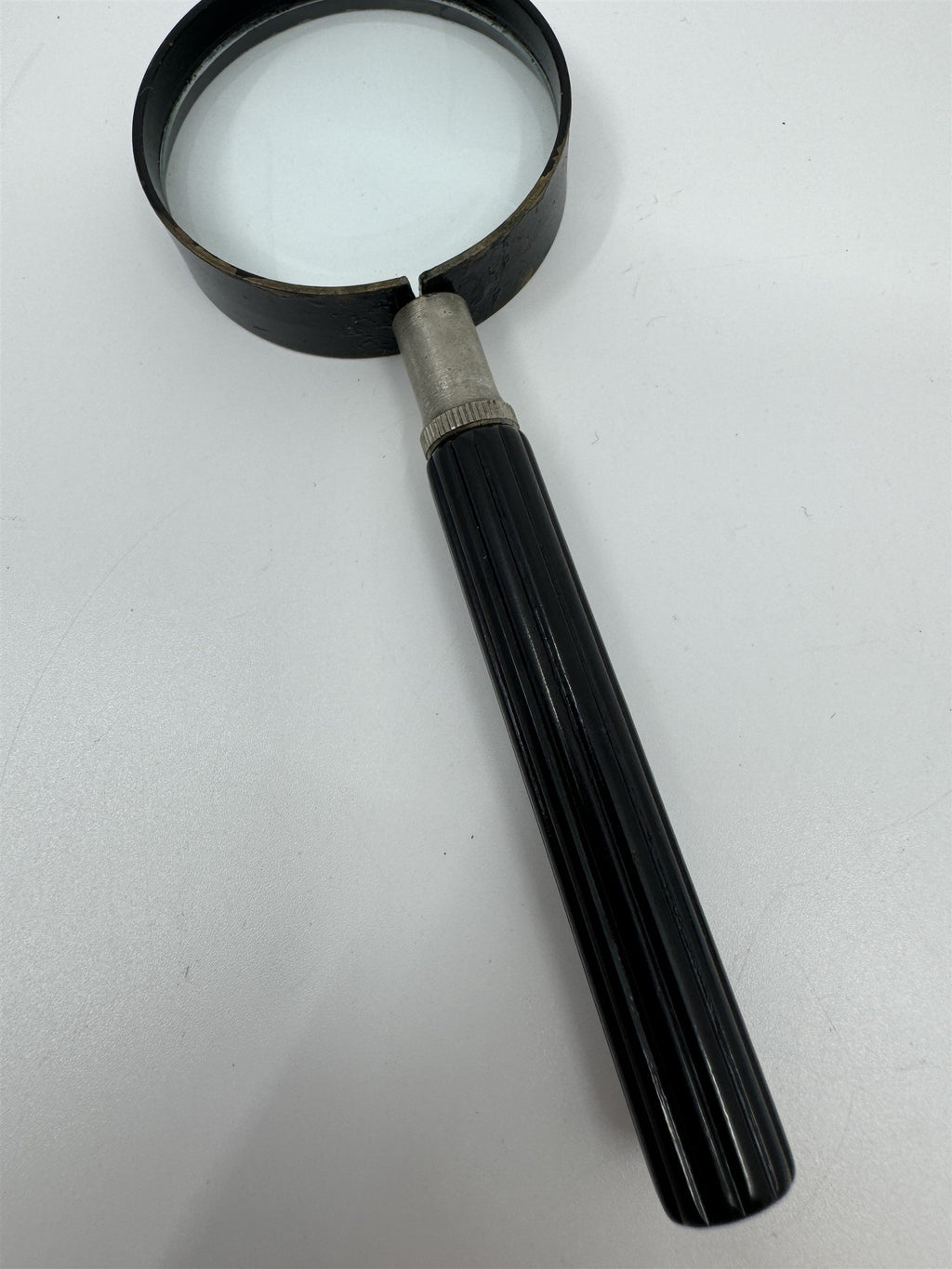 Vintage ATCO USA Magnifying Glass Reading Glass Black 2" Diameter (6" Tall)