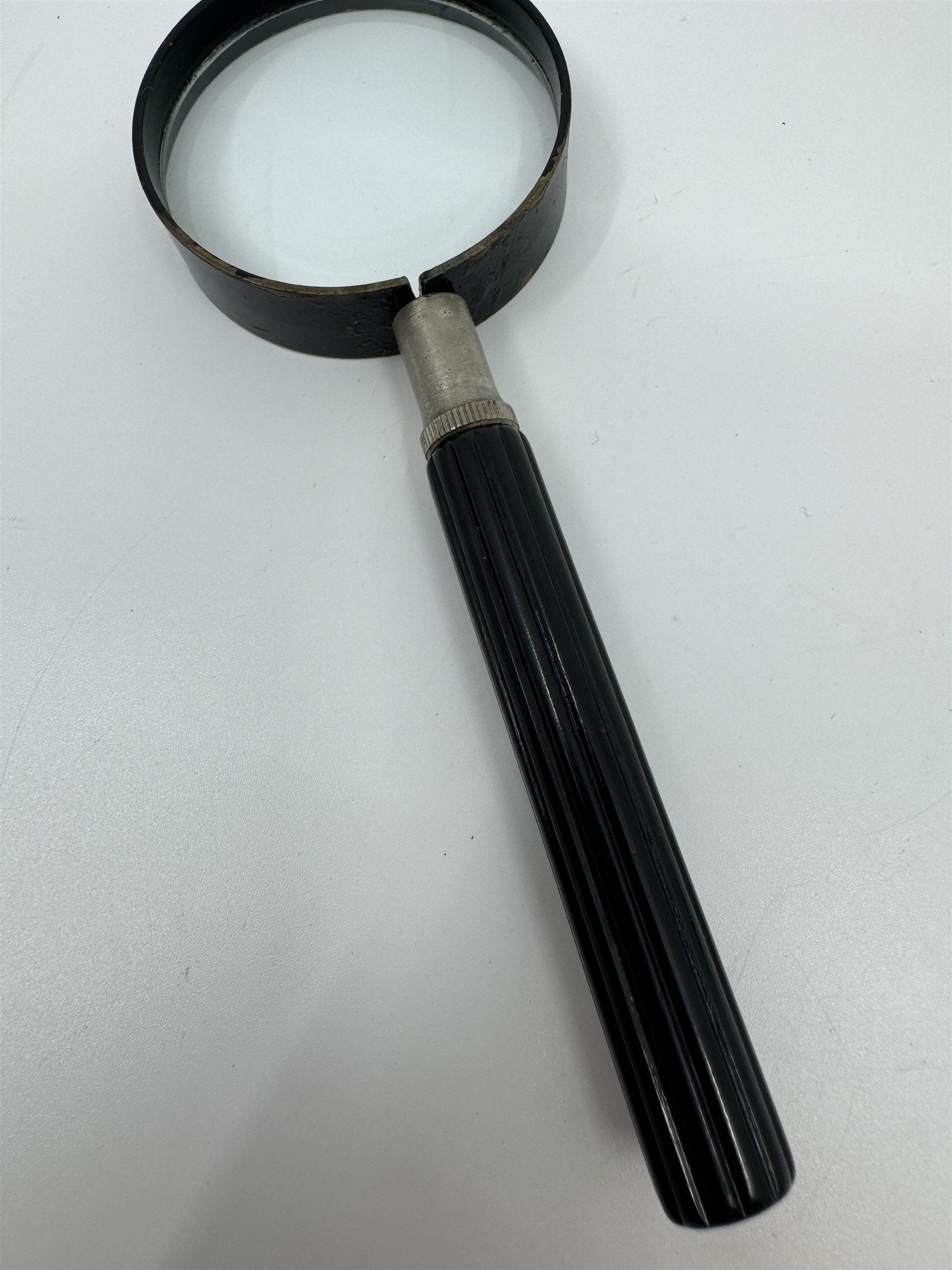 Vintage ATCO USA Magnifying Glass Reading Glass Black 2" Diameter (6" Tall)