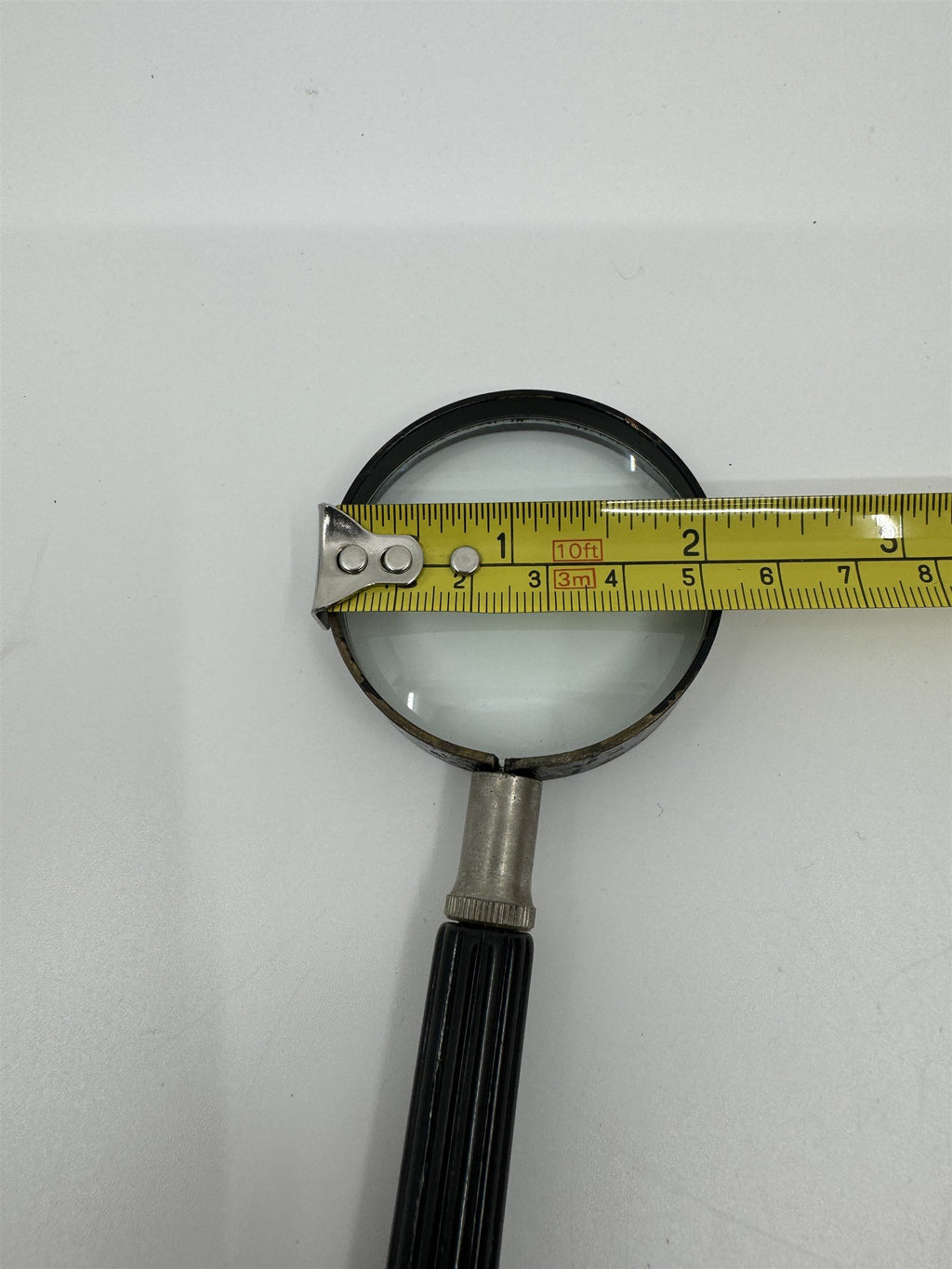 Vintage ATCO USA Magnifying Glass Reading Glass Black 2" Diameter (6" Tall)