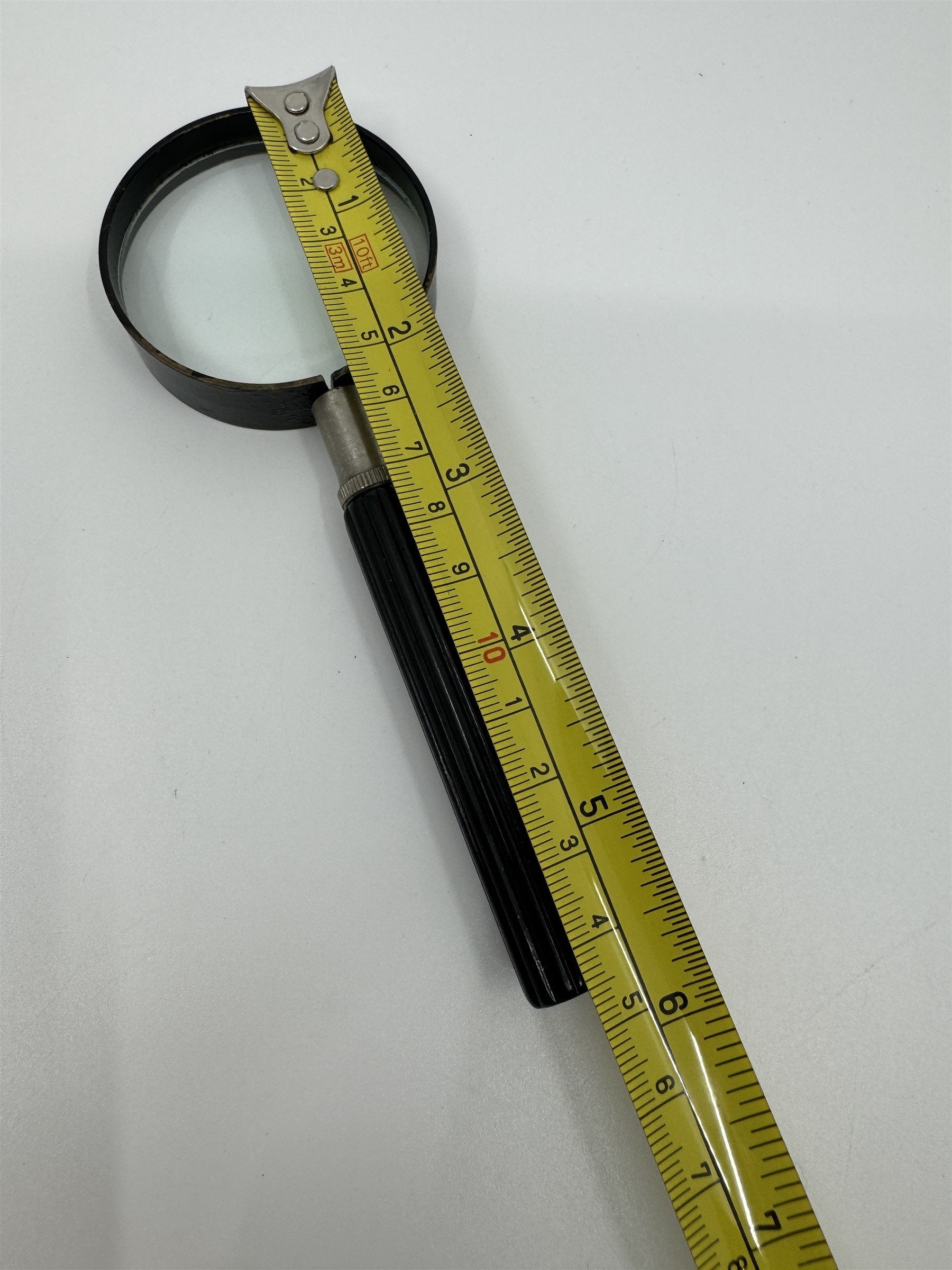 Vintage ATCO USA Magnifying Glass Reading Glass Black 2" Diameter (6" Tall)
