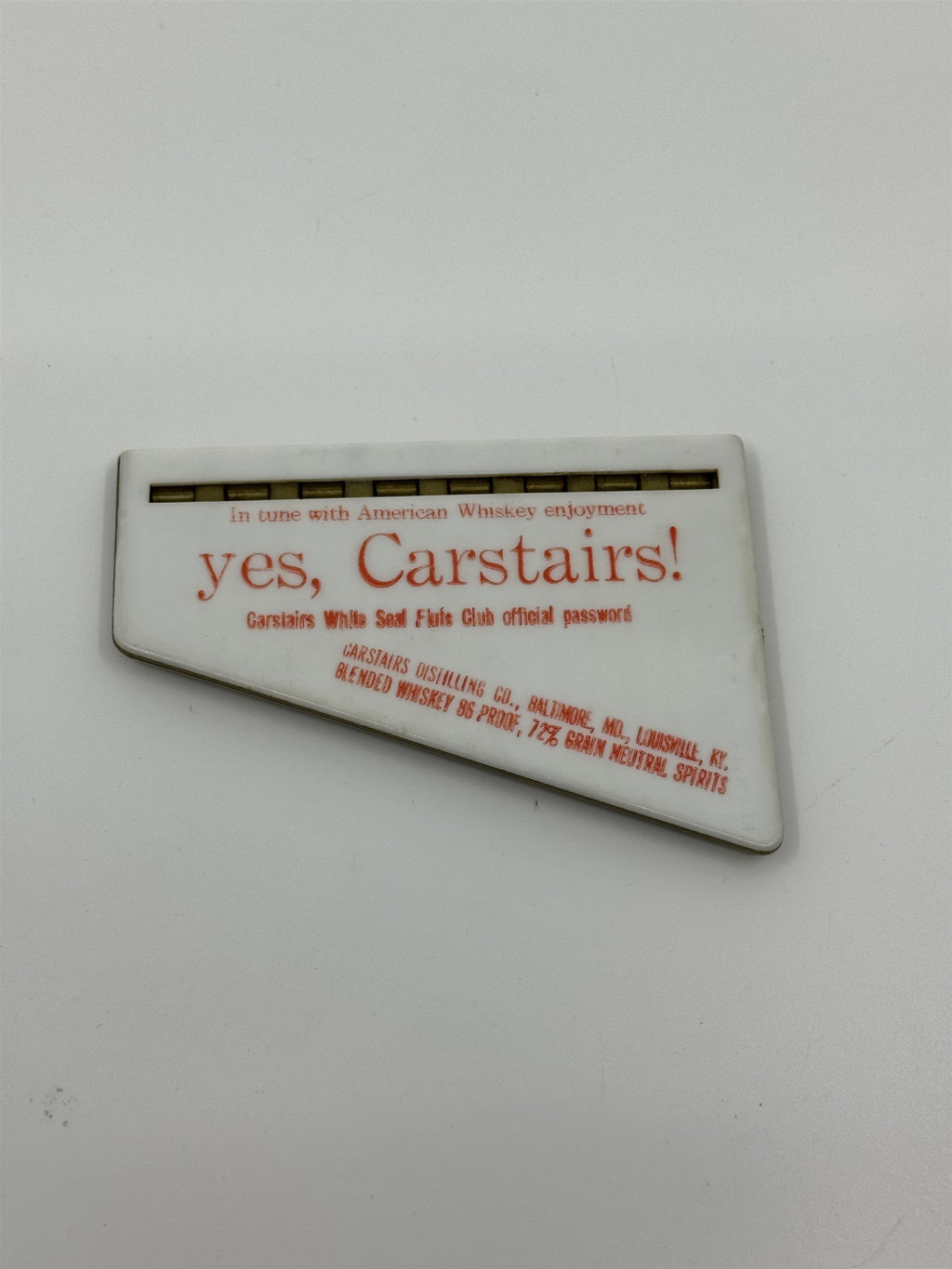 Vintage Carstairs Distilling Co American Whiskey Advertising Whistle Flute