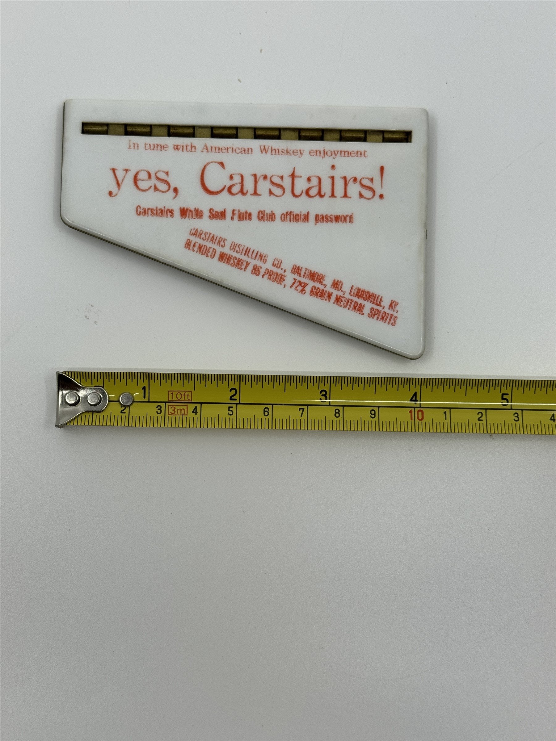 Vintage Carstairs Distilling Co American Whiskey Advertising Whistle Flute