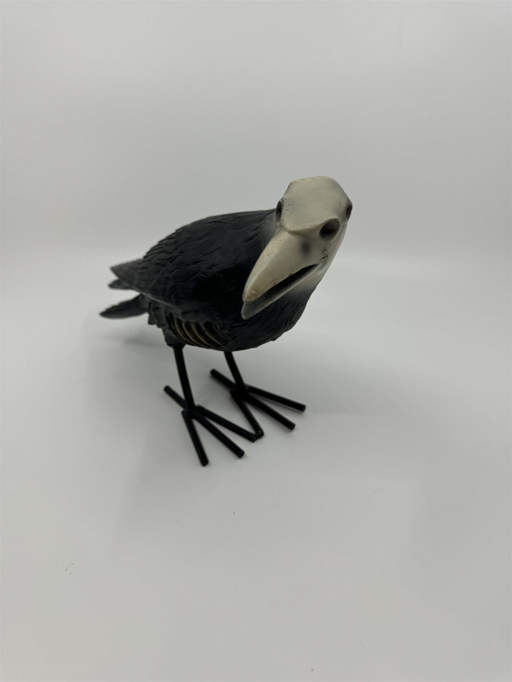 7" Tall Decaying/Rotting Crow Skull Statue Figurine Home Decor Resin+Metal