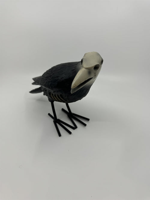 7" Tall Decaying/Rotting Crow Skull Statue Figurine Home Decor Resin+Metal