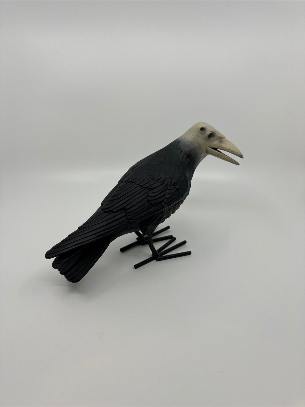 7" Tall Decaying/Rotting Crow Skull Statue Figurine Home Decor Resin+Metal