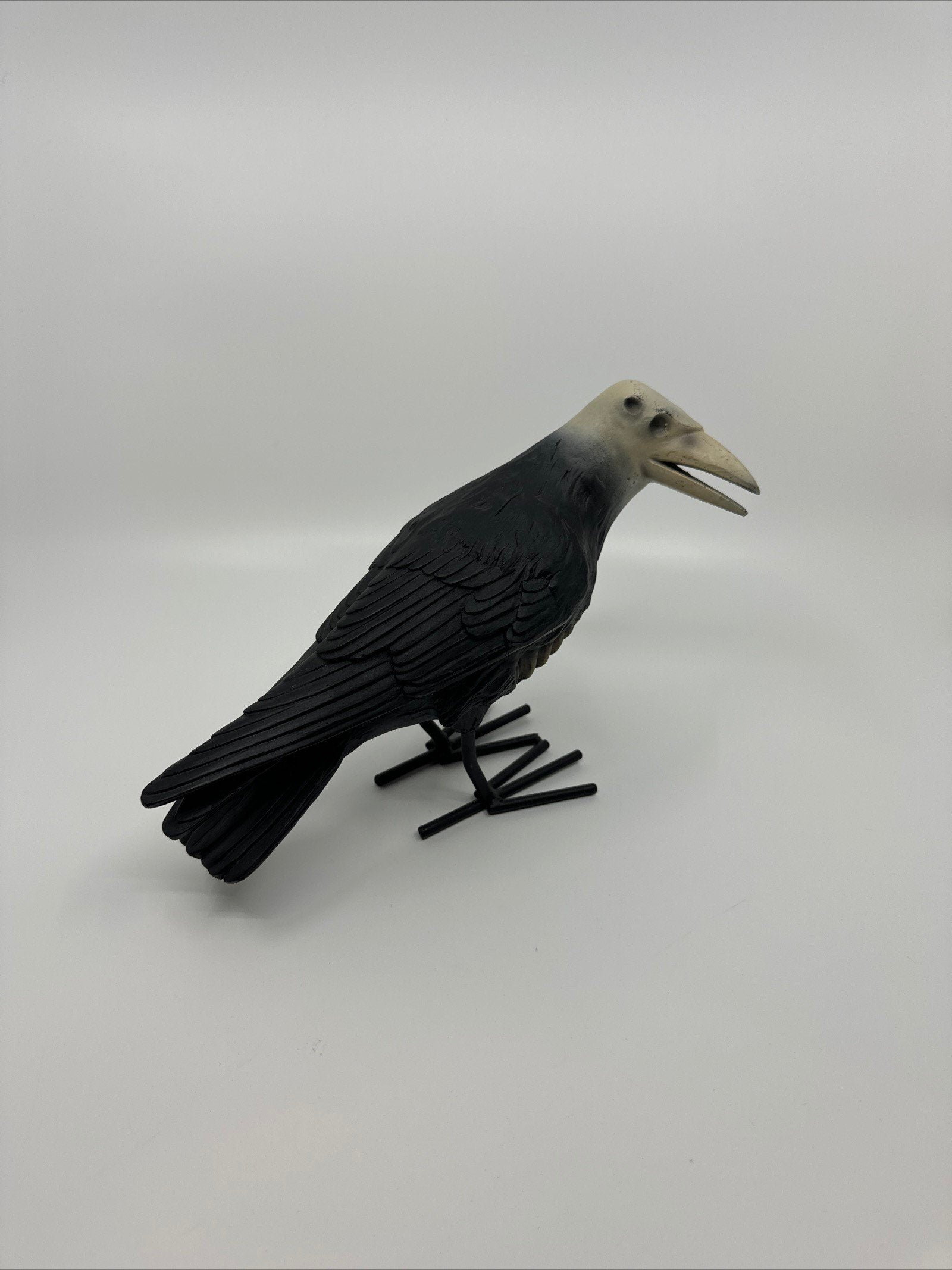 7" Tall Decaying/Rotting Crow Skull Statue Figurine Home Decor Resin+Metal