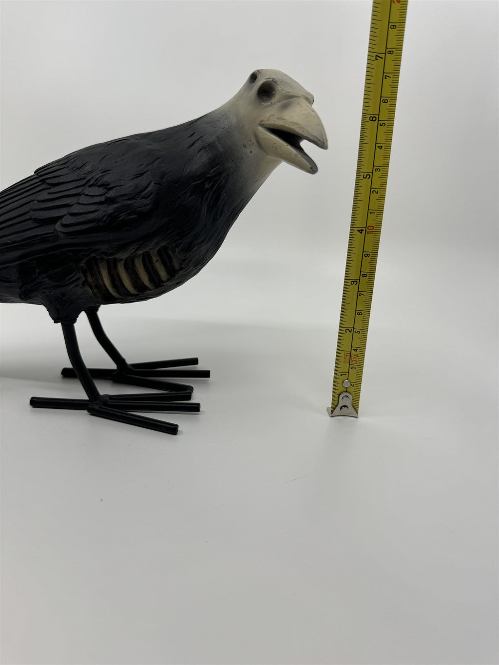 7" Tall Decaying/Rotting Crow Skull Statue Figurine Home Decor Resin+Metal