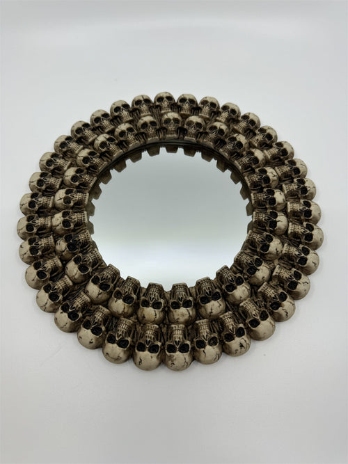 Circular Mirror /w Skull Heads Adornments All Around Zombie Corpses Death Mirror