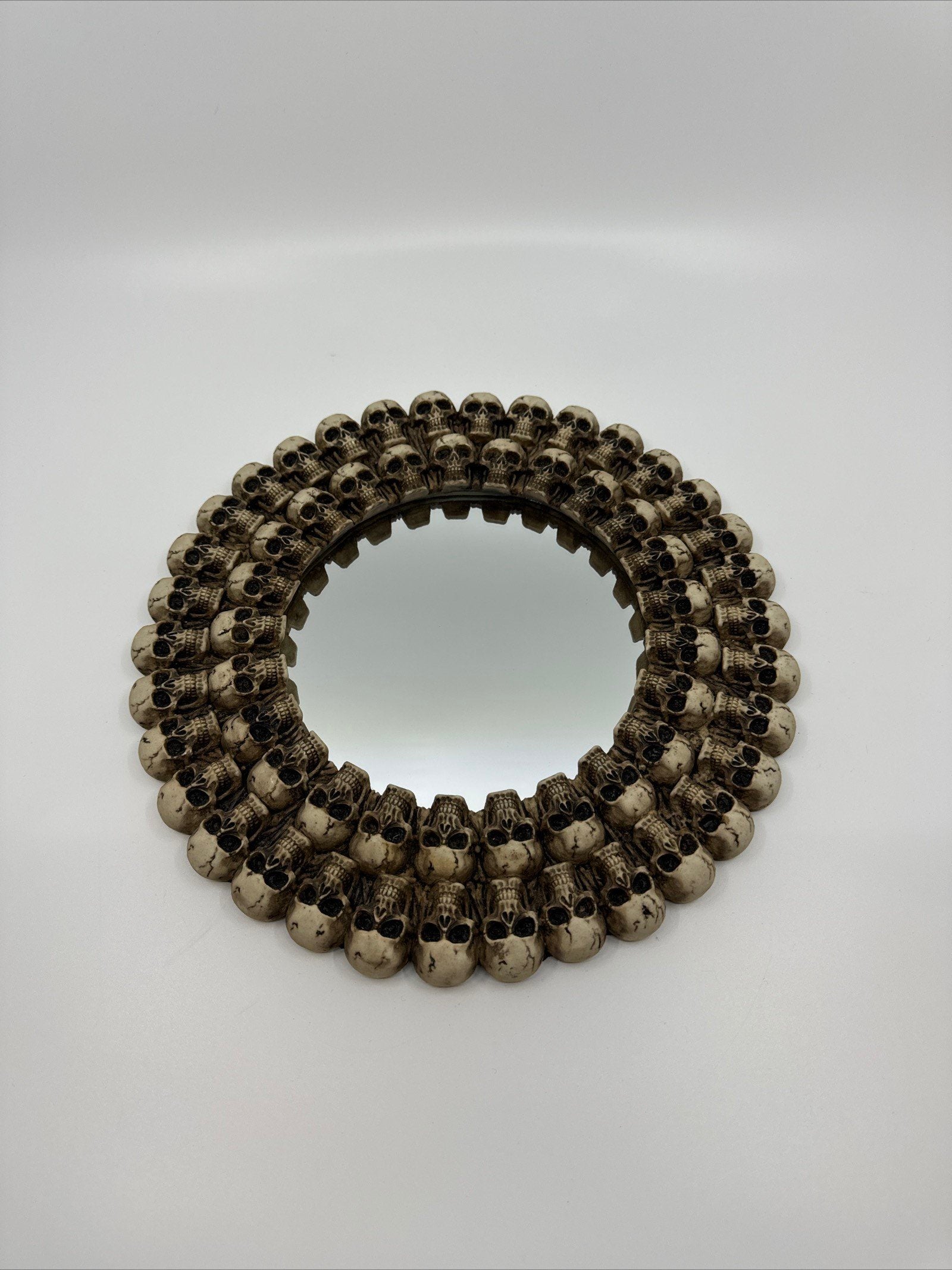 Circular Mirror /w Skull Heads Adornments All Around Zombie Corpses Death Mirror