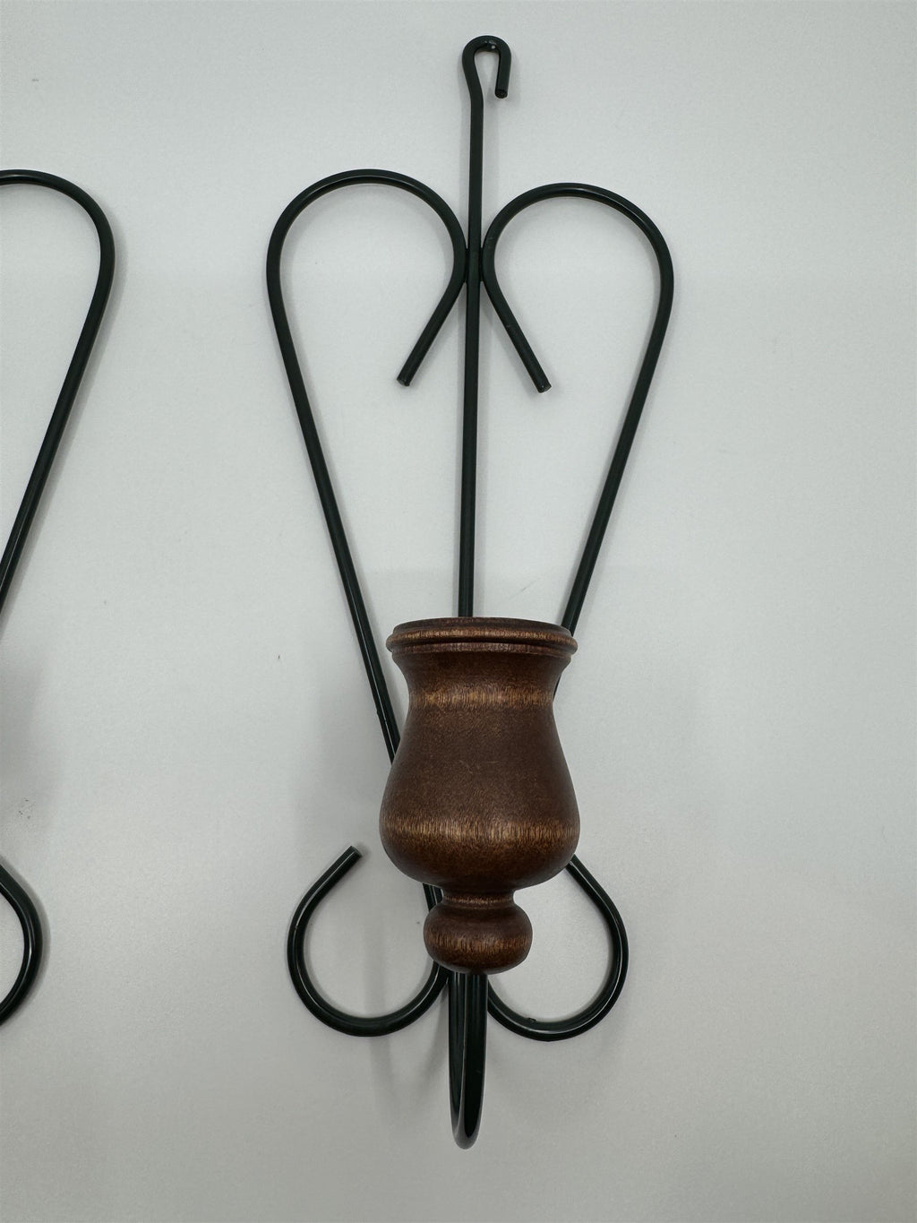 Vintage Home Interiors Heart-Shaped Candlestick Wall Sconces Wood Metal Set of 2
