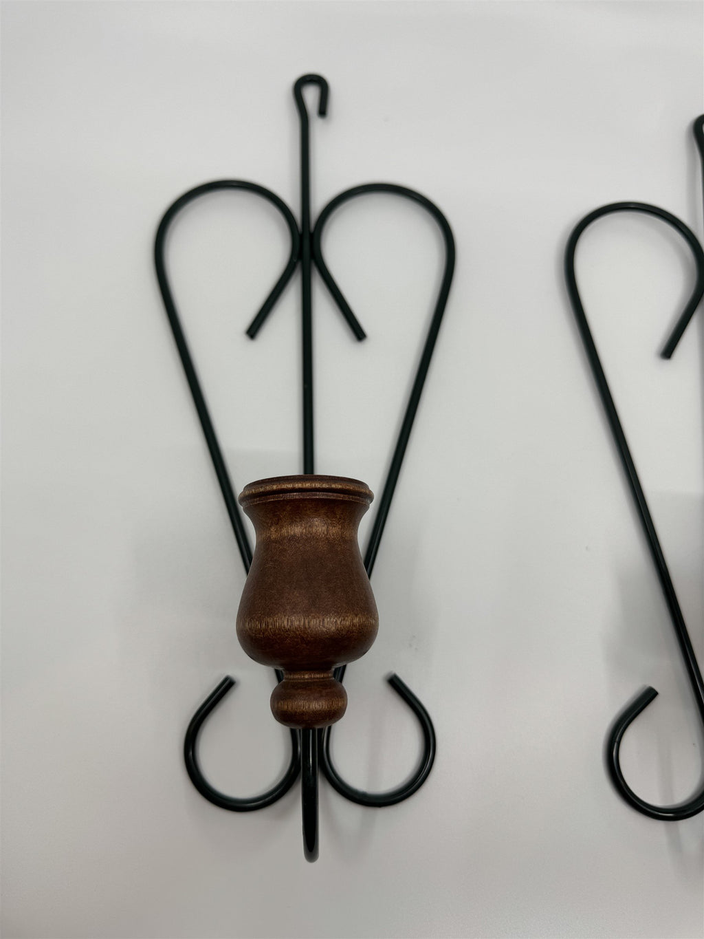 Vintage Home Interiors Heart-Shaped Candlestick Wall Sconces Wood Metal Set of 2
