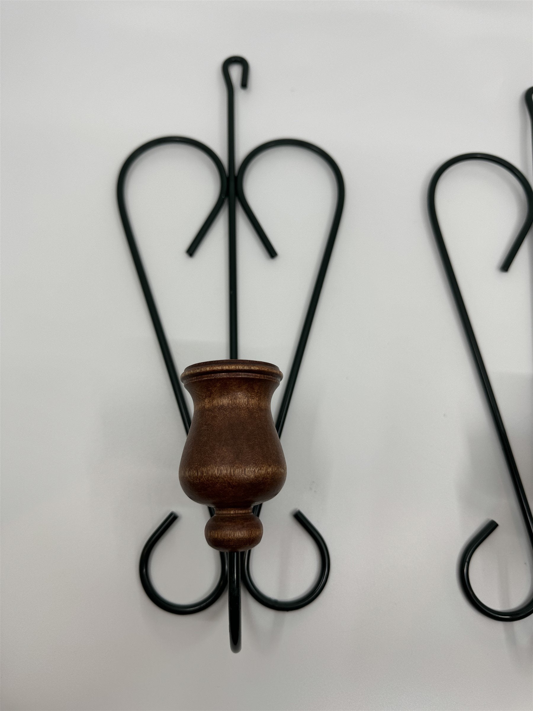 Vintage Home Interiors Heart-Shaped Candlestick Wall Sconces Wood Metal Set of 2