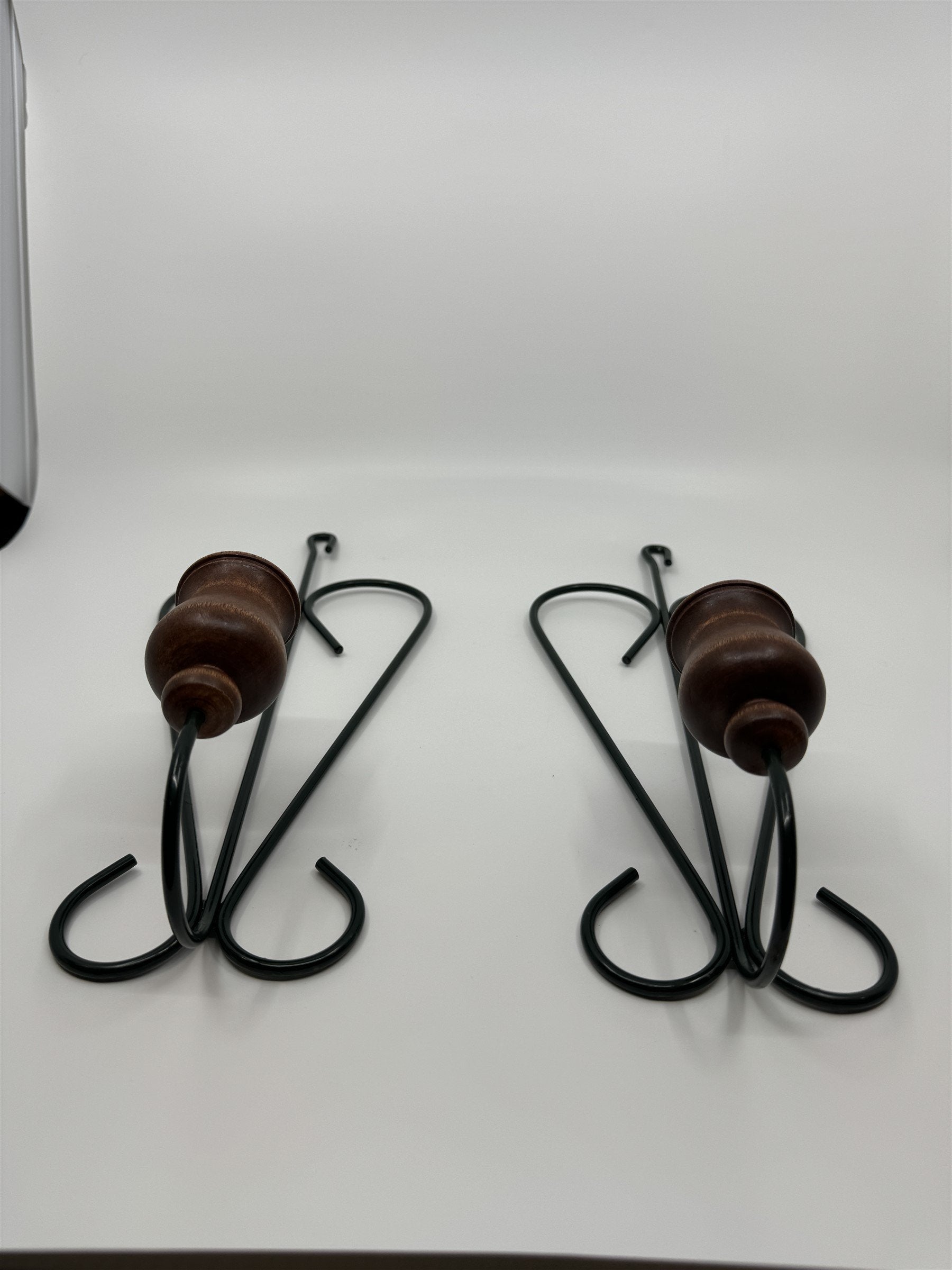 Vintage Home Interiors Heart-Shaped Candlestick Wall Sconces Wood Metal Set of 2