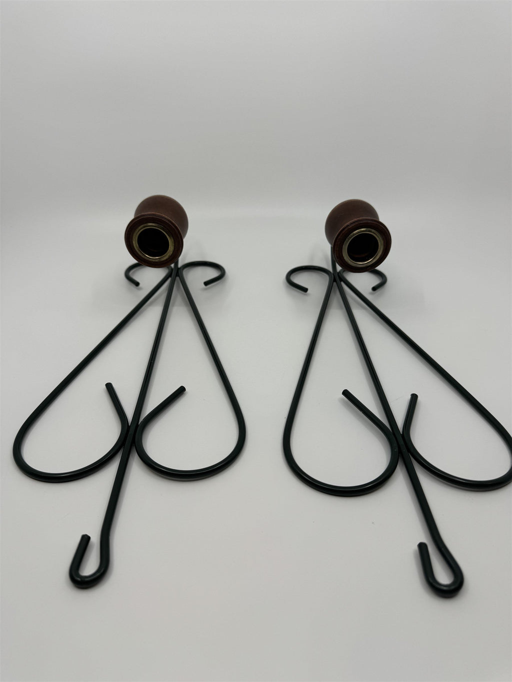 Vintage Home Interiors Heart-Shaped Candlestick Wall Sconces Wood Metal Set of 2