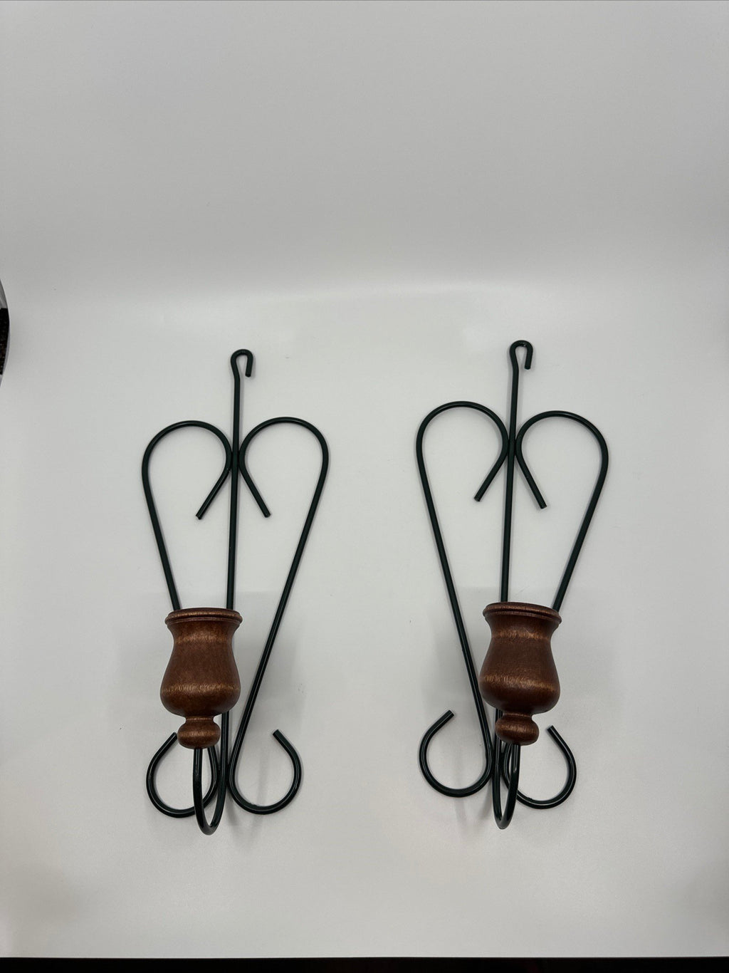 Vintage Home Interiors Heart-Shaped Candlestick Wall Sconces Wood Metal Set of 2