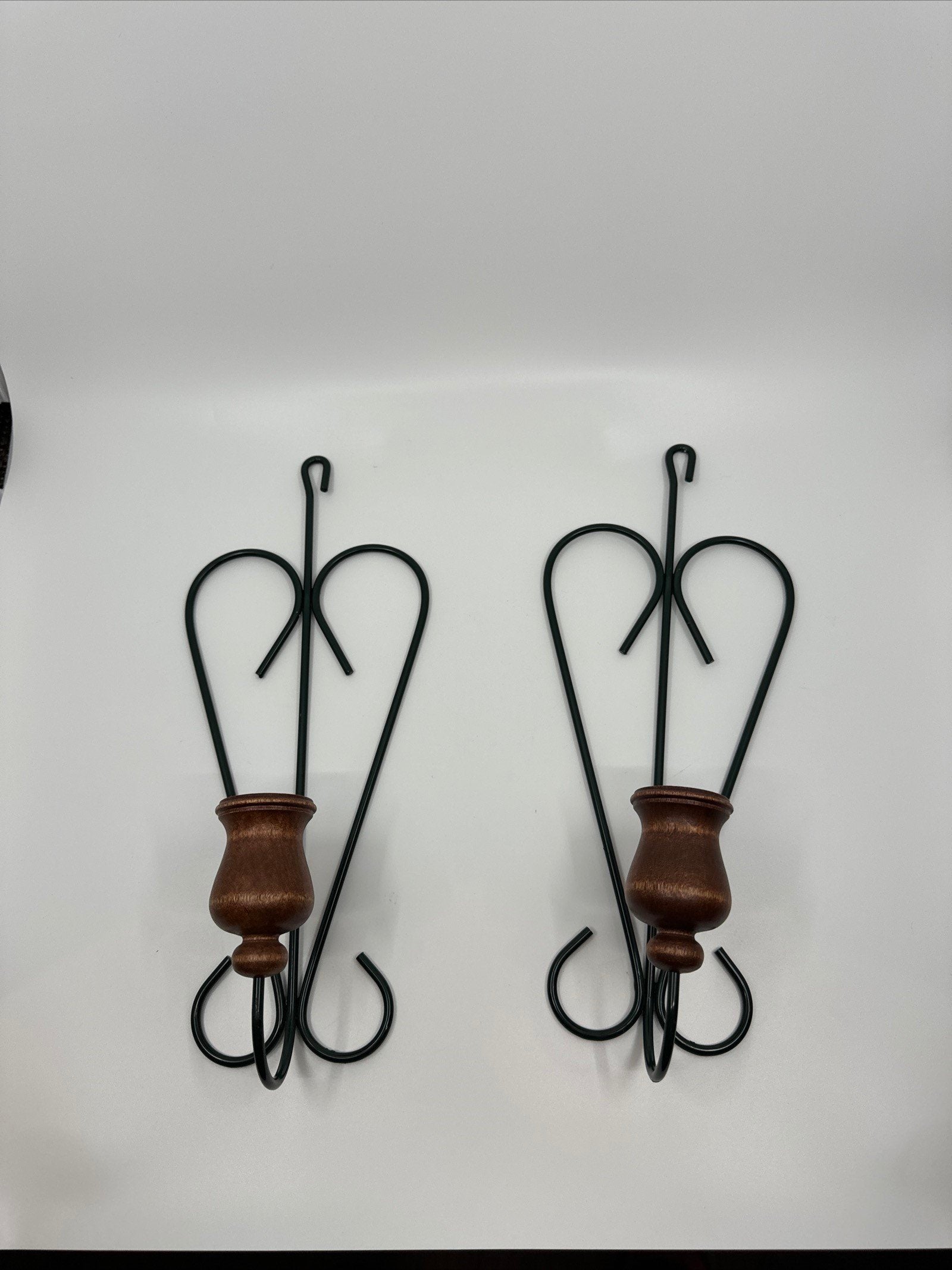 Vintage Home Interiors Heart-Shaped Candlestick Wall Sconces Wood Metal Set of 2