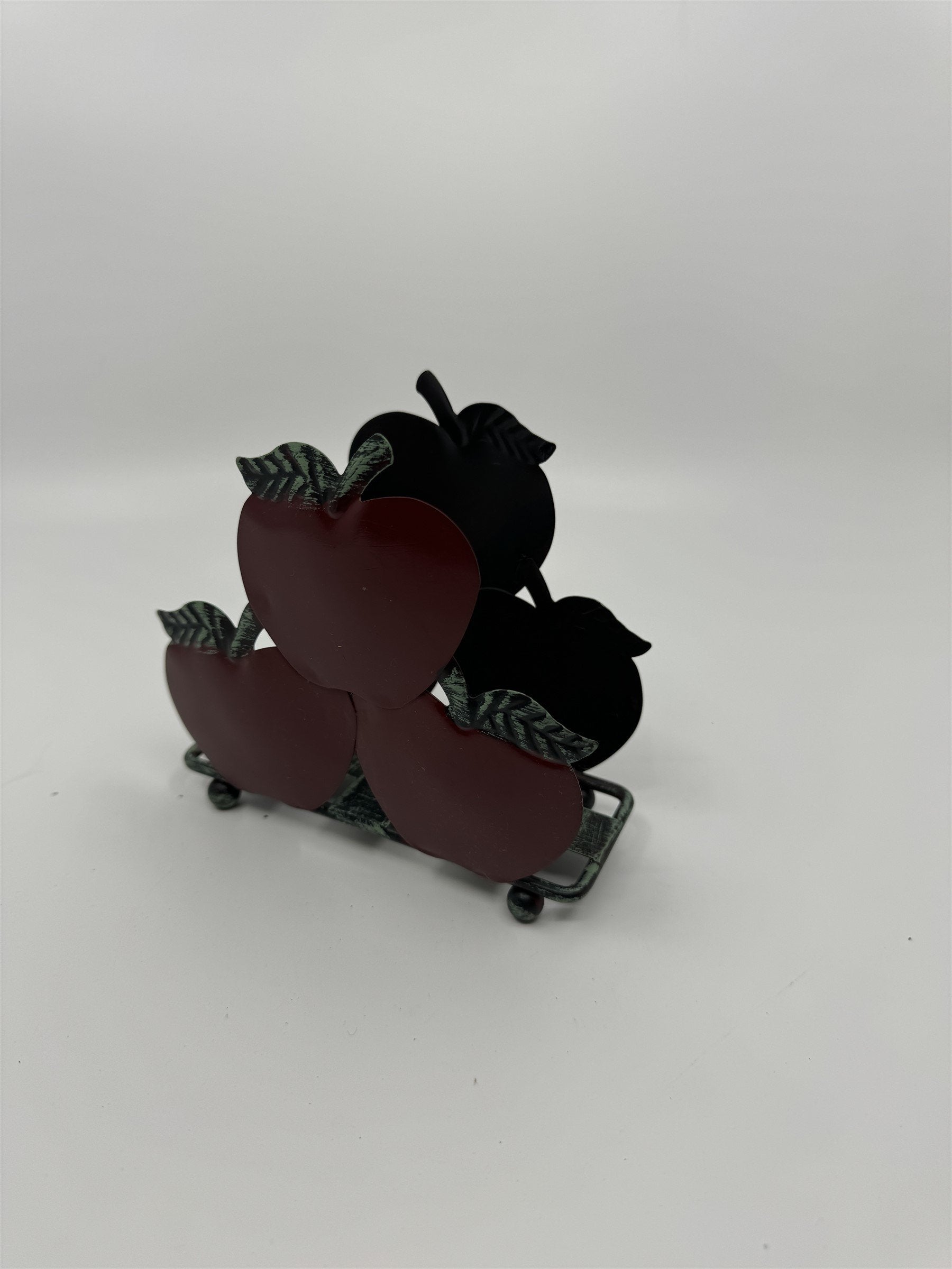 Vintage Home Interiors Apples Napkin Holder Green Metal Applesque
