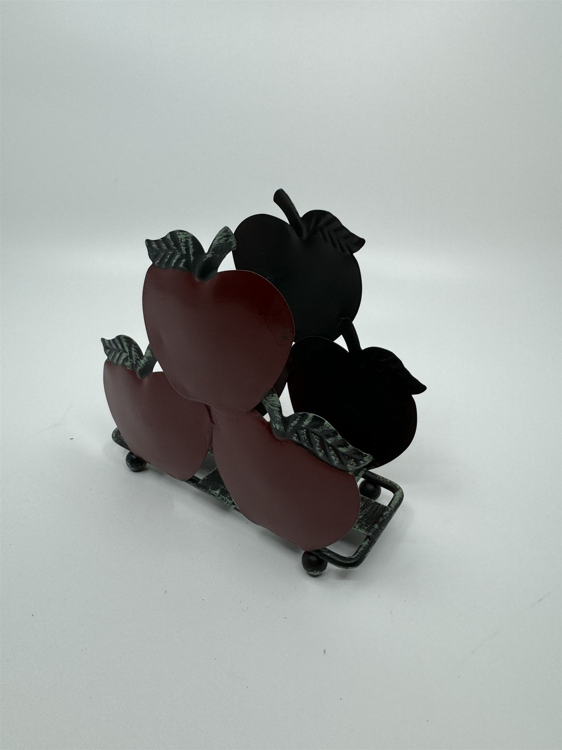 Vintage Home Interiors Apples Napkin Holder Green Metal Applesque