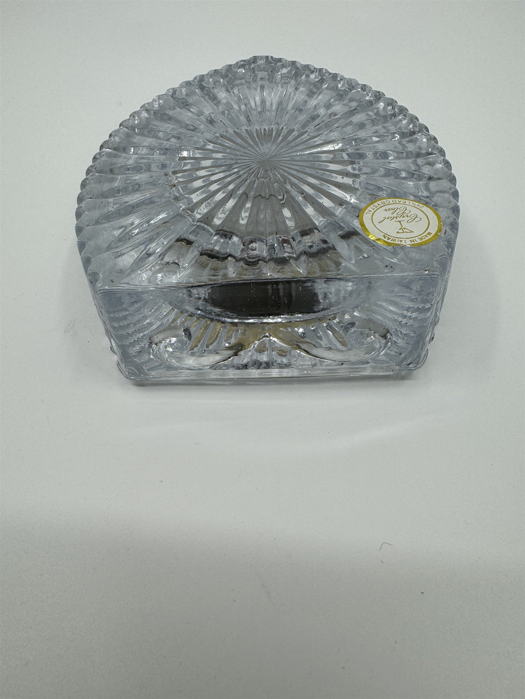 Vintage Crystal Clear 24% Lead Crystal Mantle Desk Clock Teardrop Point Taiwan