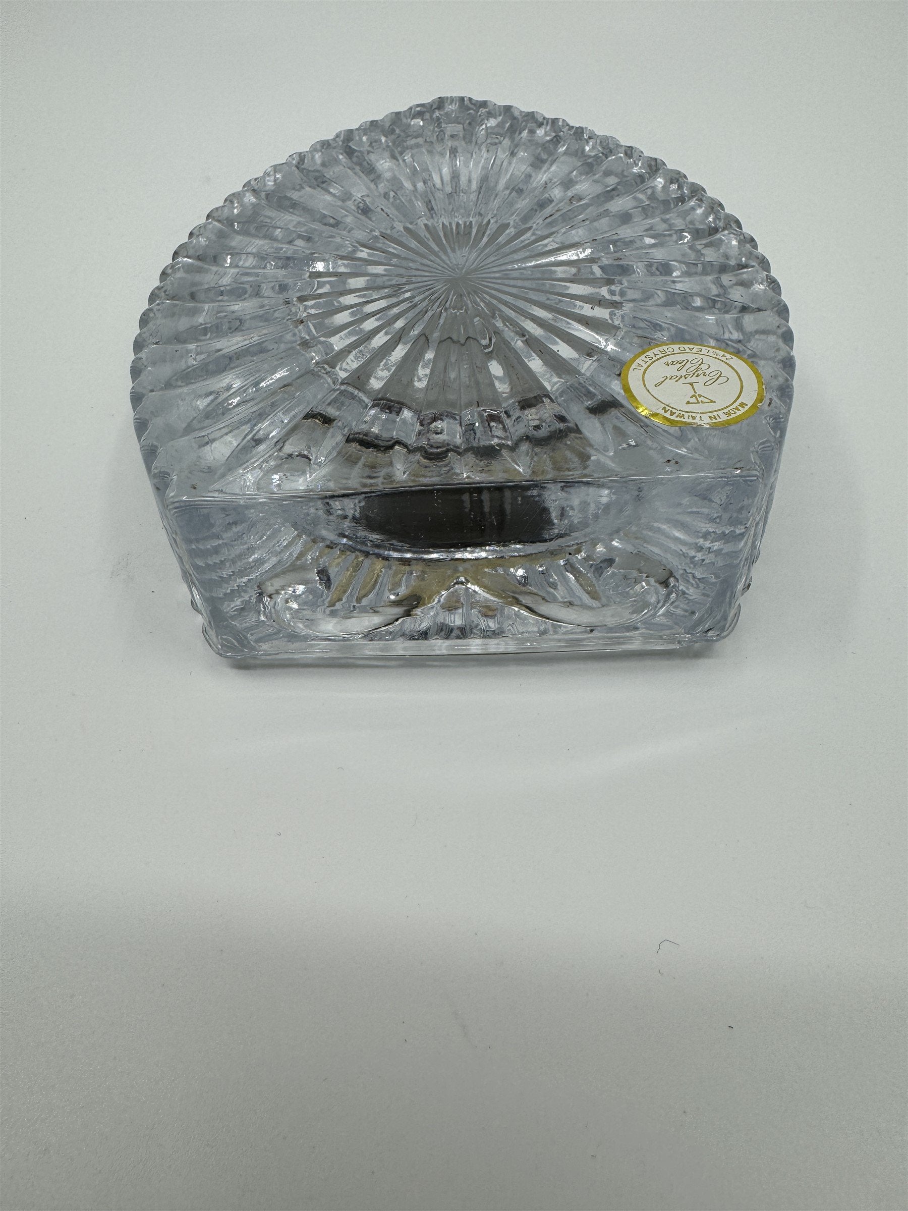 Vintage Crystal Clear 24% Lead Crystal Mantle Desk Clock Teardrop Point Taiwan