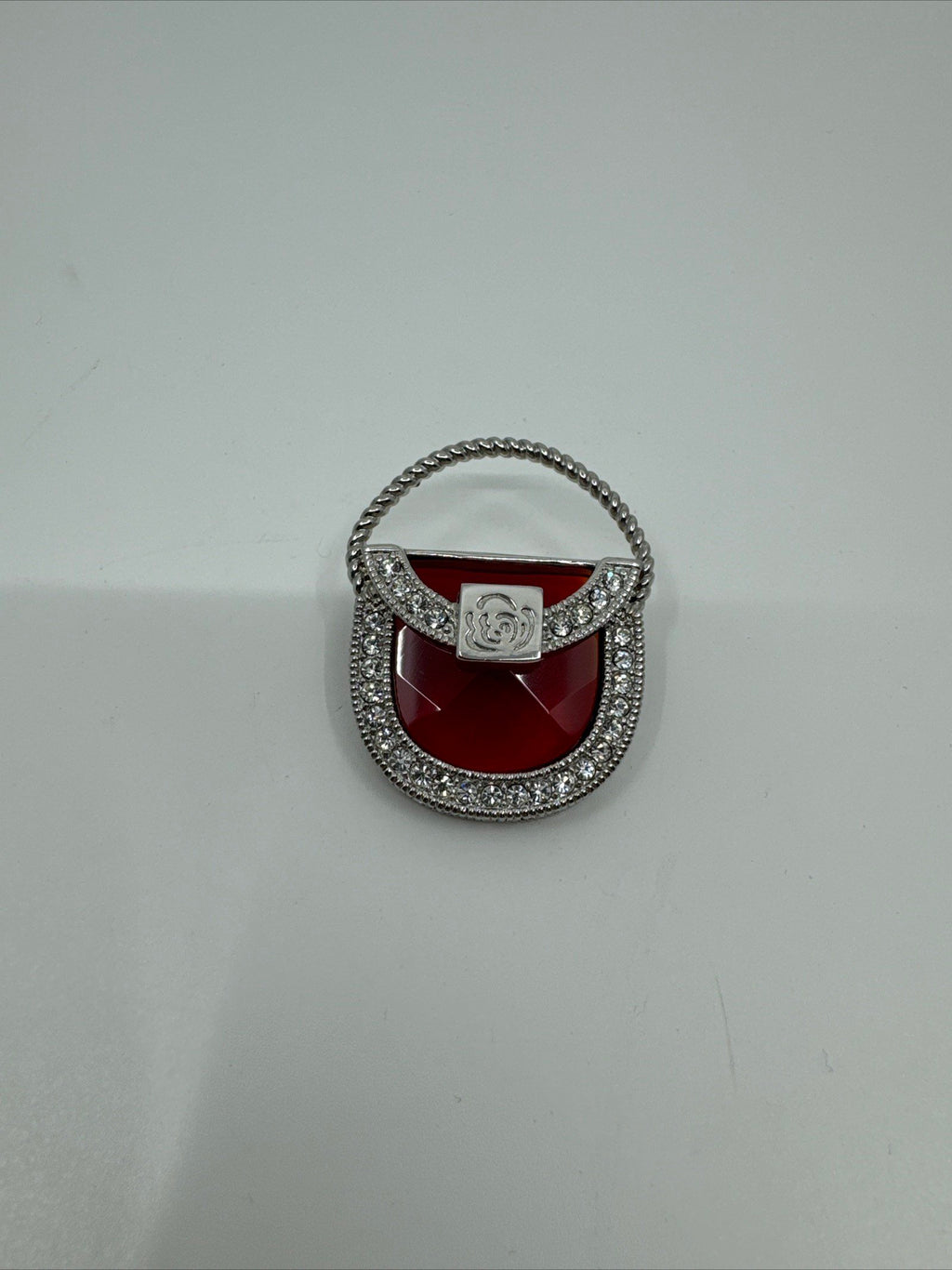 Home Interiors & Gifts Consultant Award Brooch Lapel Pin Flower Crystals Purse