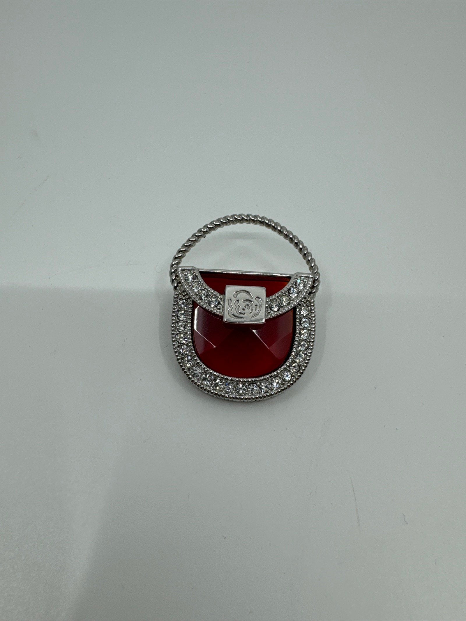 Home Interiors & Gifts Consultant Award Brooch Lapel Pin Flower Crystals Purse