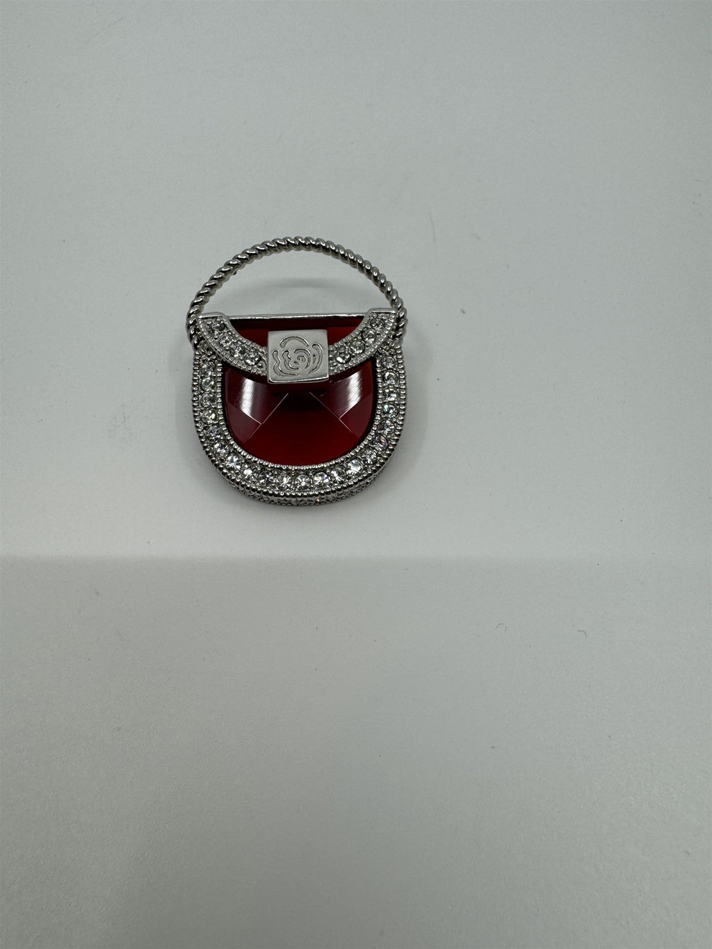 Home Interiors & Gifts Consultant Award Brooch Lapel Pin Flower Crystals Purse