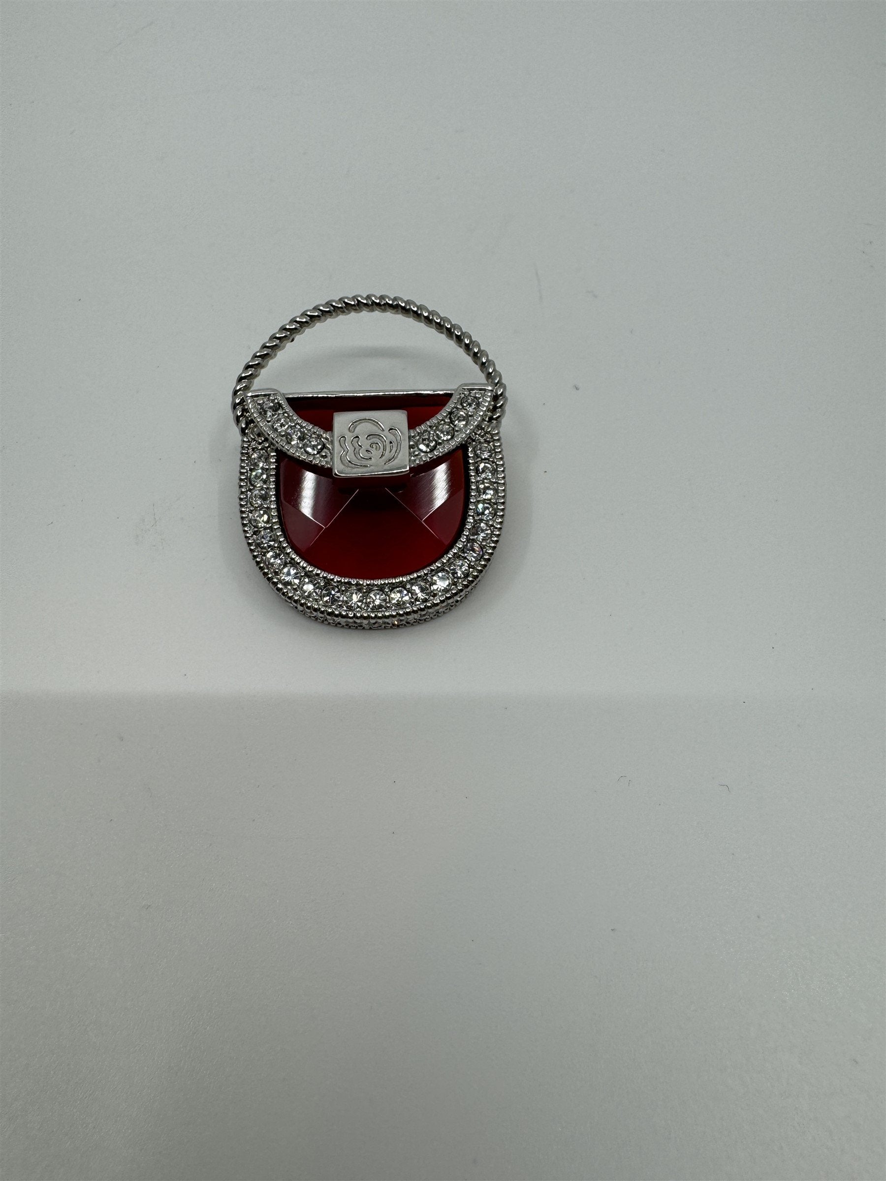 Home Interiors & Gifts Consultant Award Brooch Lapel Pin Flower Crystals Purse