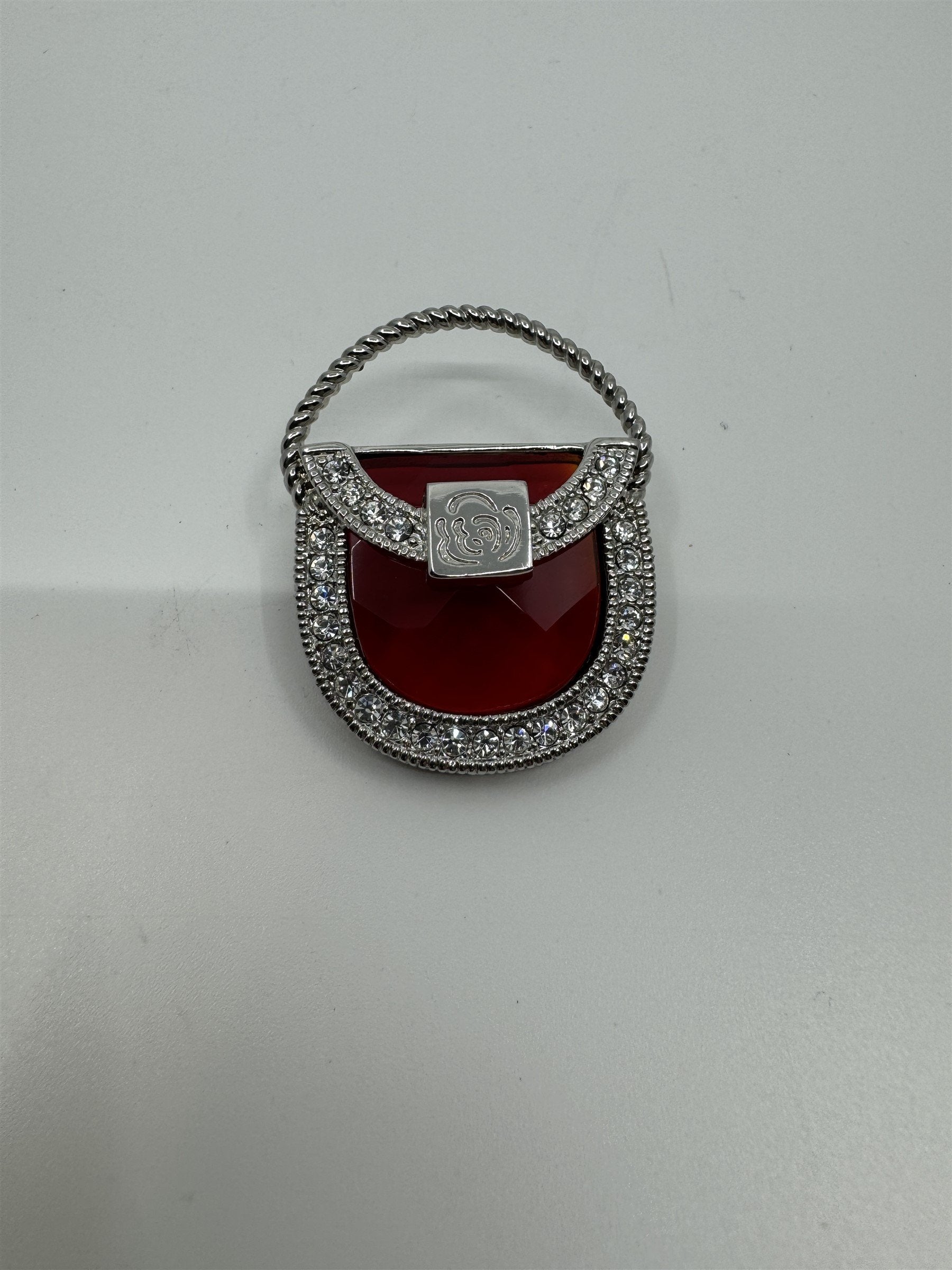 Home Interiors & Gifts Consultant Award Brooch Lapel Pin Flower Crystals Purse