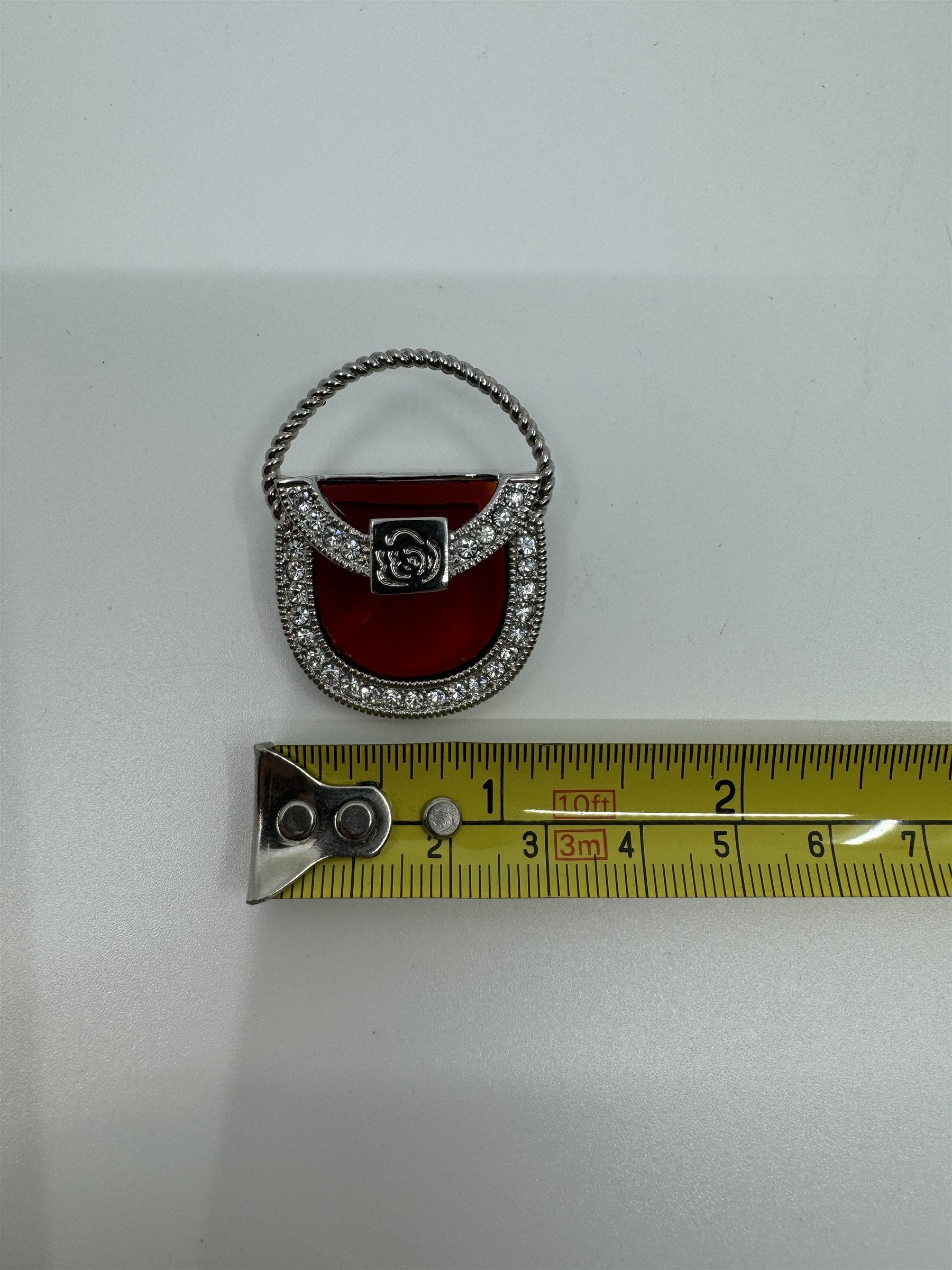 Home Interiors & Gifts Consultant Award Brooch Lapel Pin Flower Crystals Purse