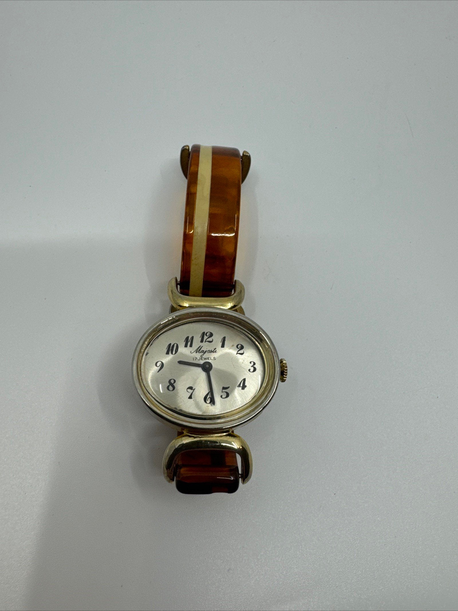 VTG 1940s Majesti Womens Watch Bakelite Strap 17 Jewels Manual Wind