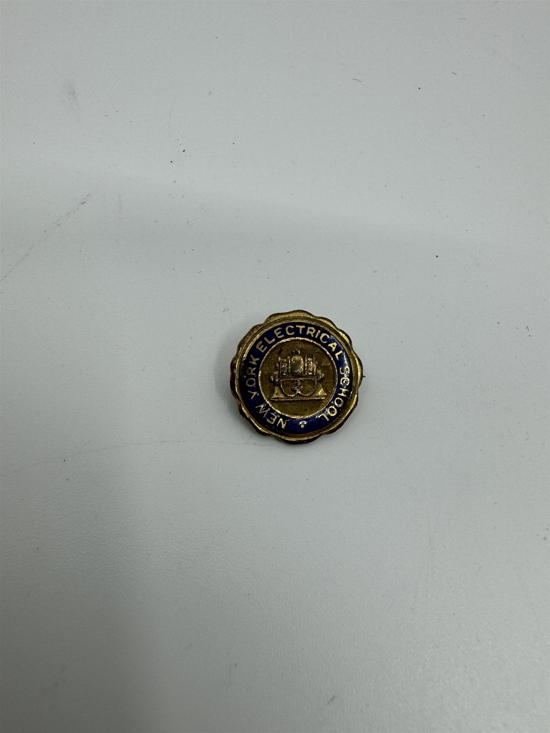 Vtg New York Electrical School Pinback Lapel Service Award Badge Memorabilia