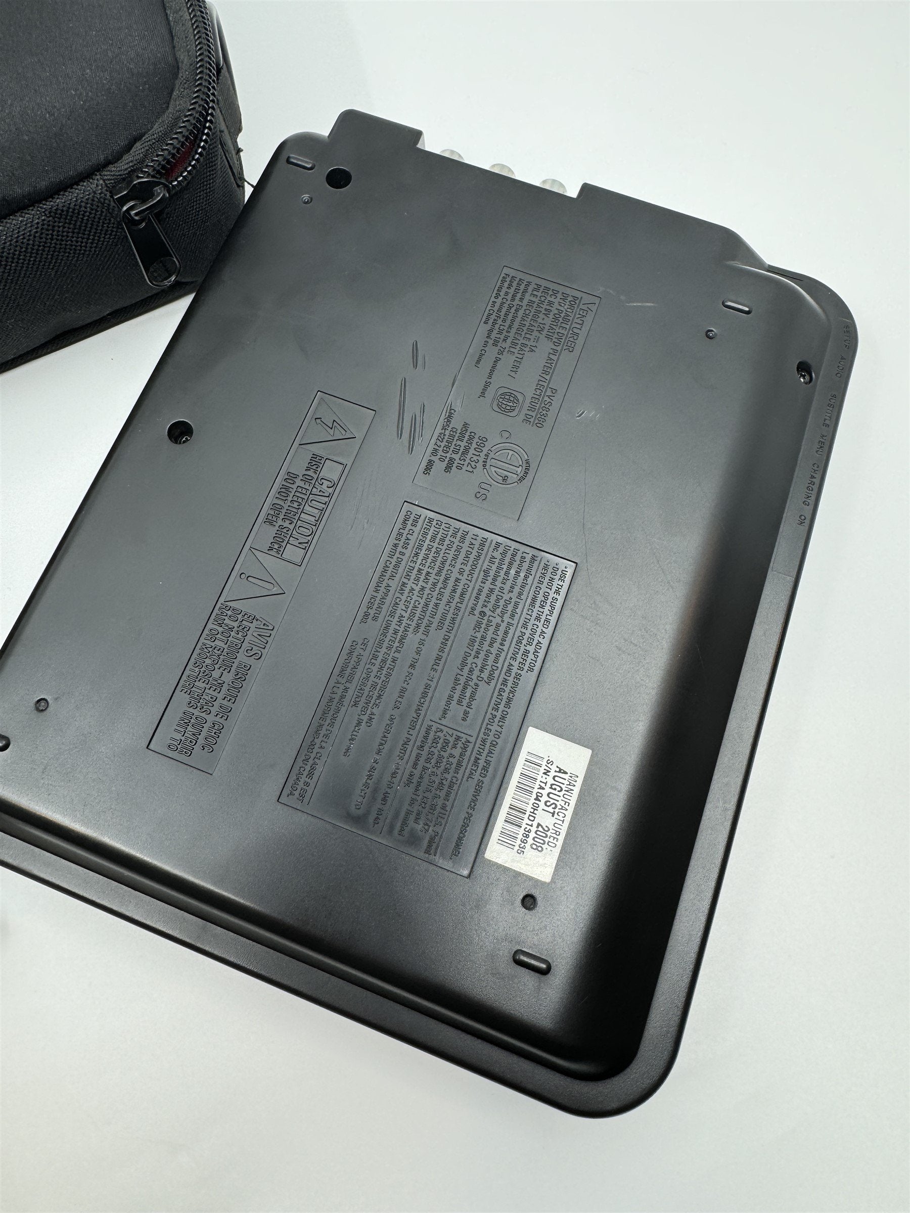 Venturer Portable DVD Player PVS8380 Includes Wall+Auto Chargers and Travel Case