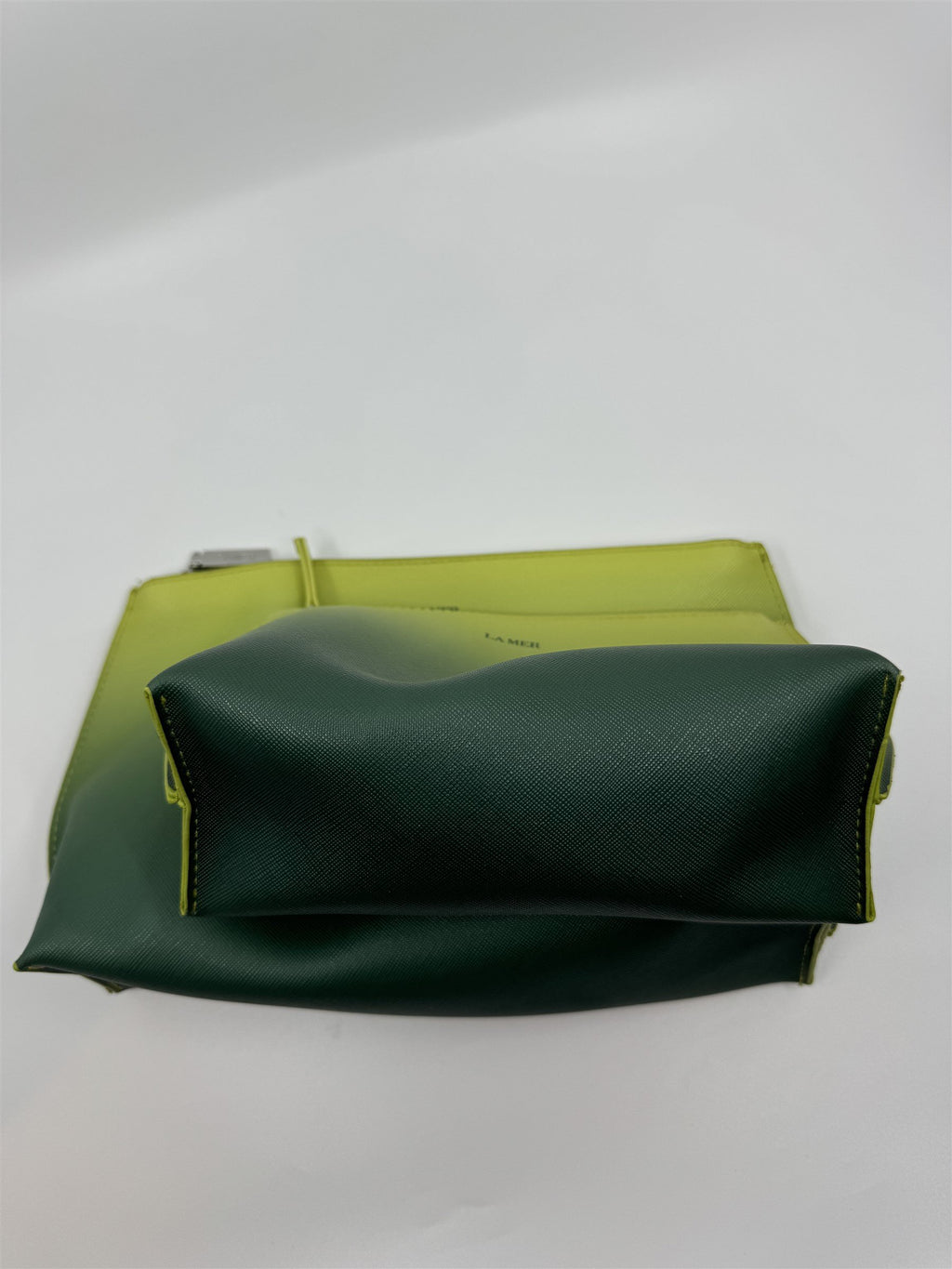 Set of 2 Small and Large La Mer Cosmetics Promo Makeup Bags in Green Hombre