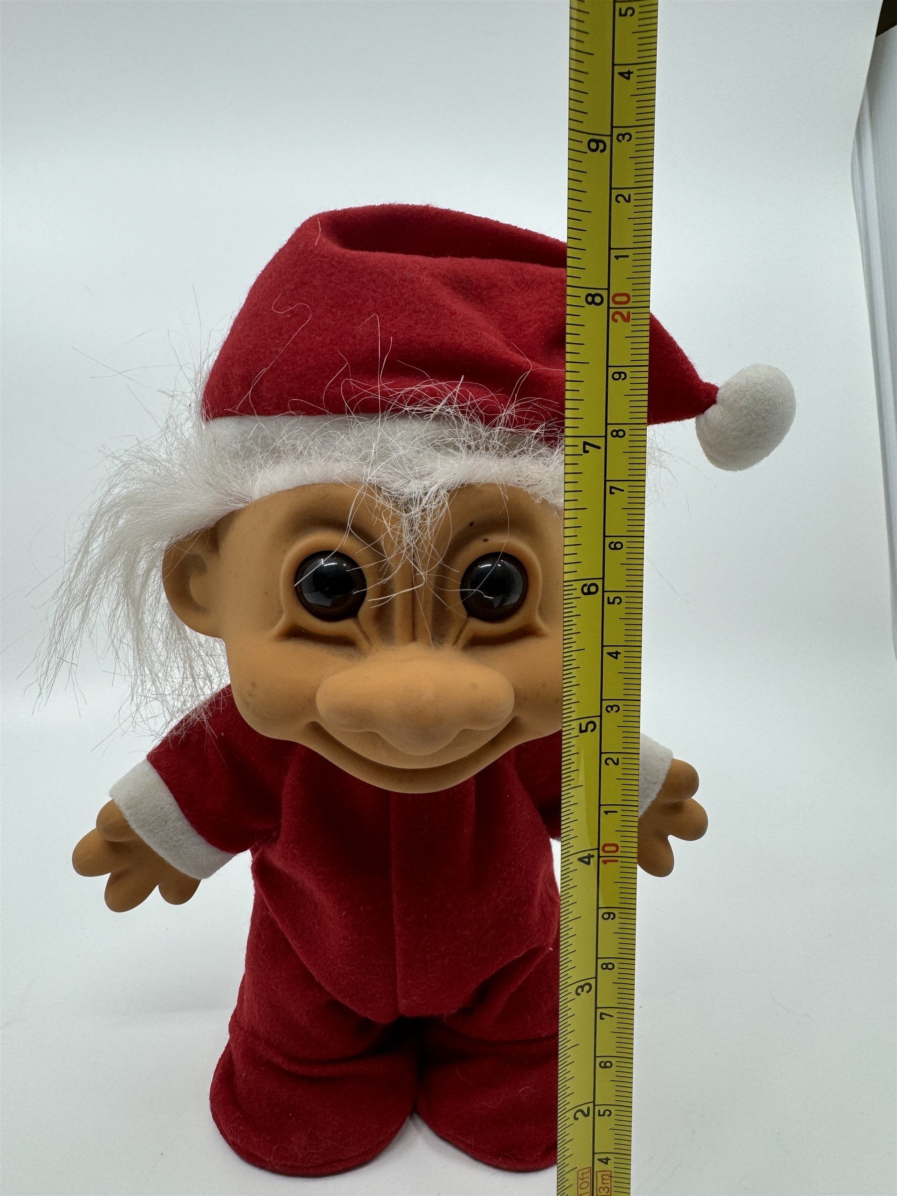 Vintage Russ Berrie 8-1/2" Tall Troll Doll Old Man Santa Claud Pajamas Hatch Hat