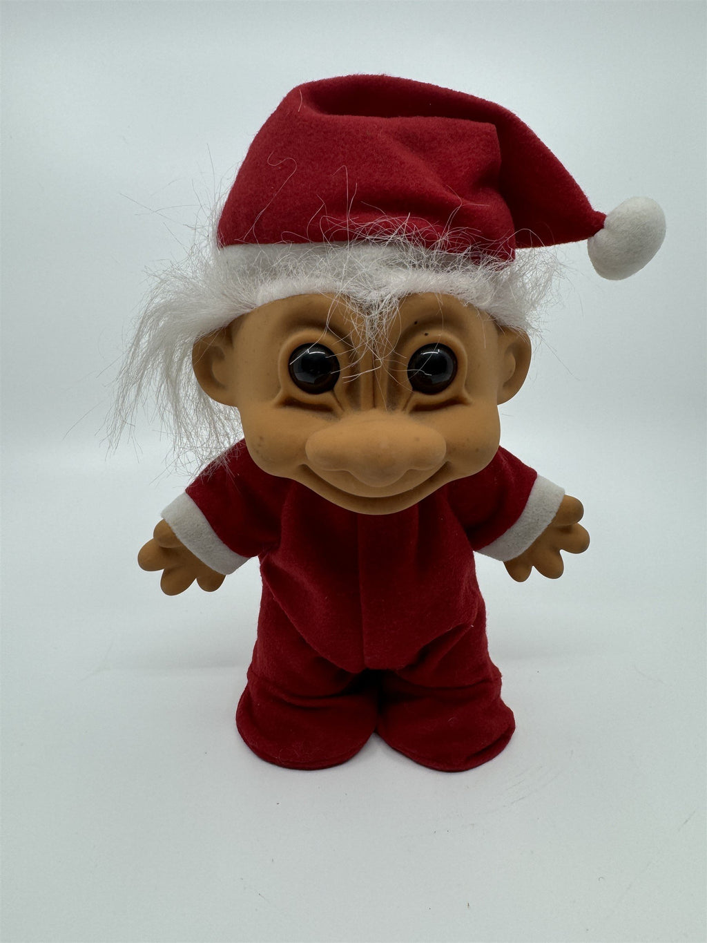 Vintage Russ Berrie 8-1/2" Tall Troll Doll Old Man Santa Claud Pajamas Hatch Hat