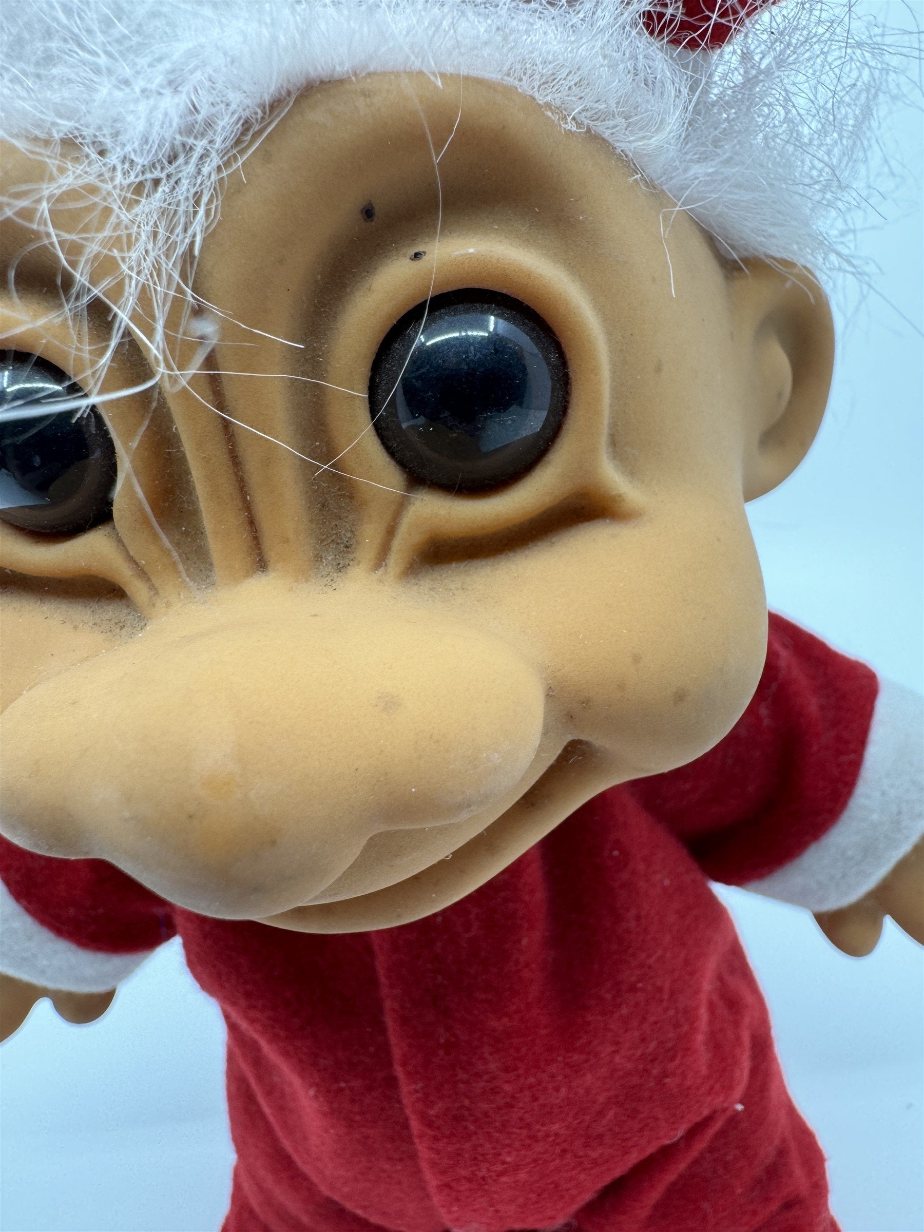 Vintage Russ Berrie 8-1/2" Tall Troll Doll Old Man Santa Claud Pajamas Hatch Hat