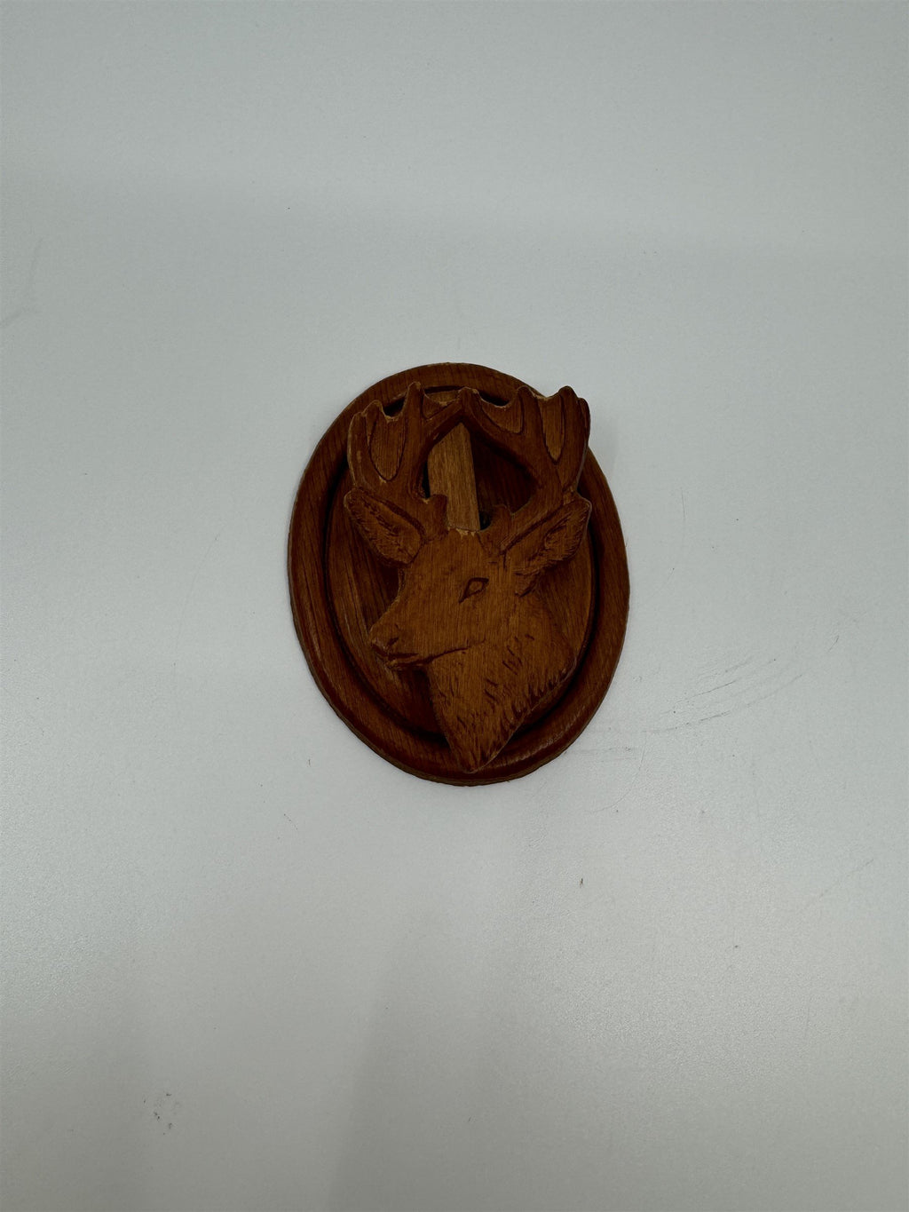 Vintage Wooden Canadian Deer Wall Note Clip Card Holder Made in Canada
