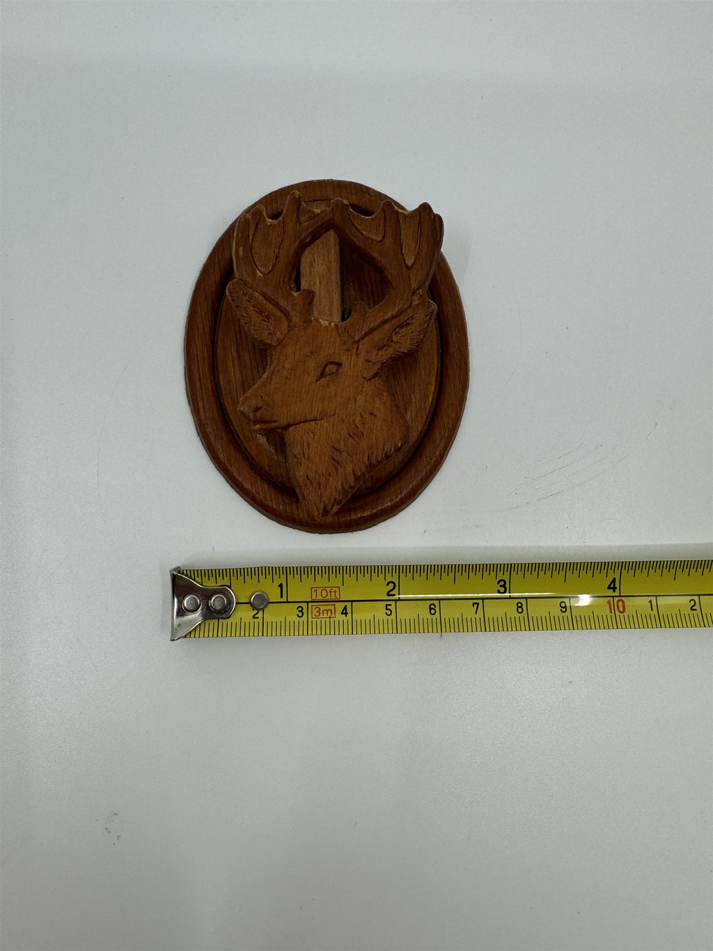 Vintage Wooden Canadian Deer Wall Note Clip Card Holder Made in Canada