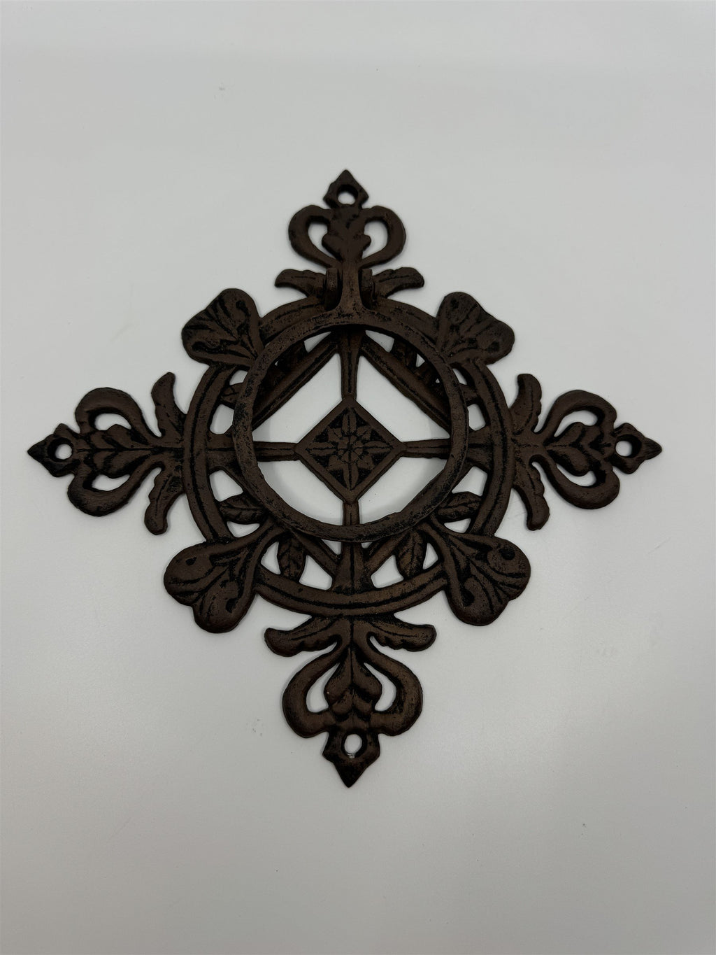 Antique Cast Iron Door Knocker 9.5" WIDE Vintage Metal Ring Architectural