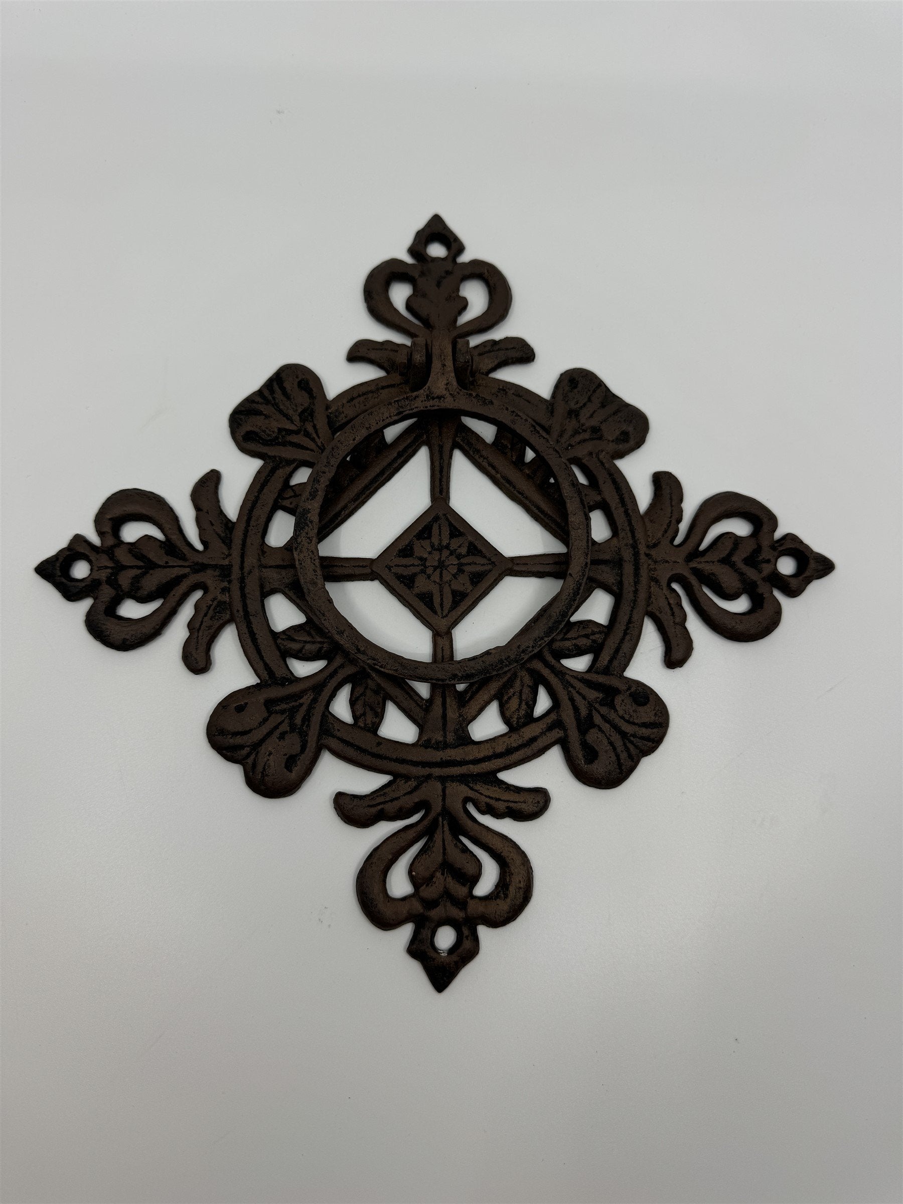 Antique Cast Iron Door Knocker 9.5" WIDE Vintage Metal Ring Architectural