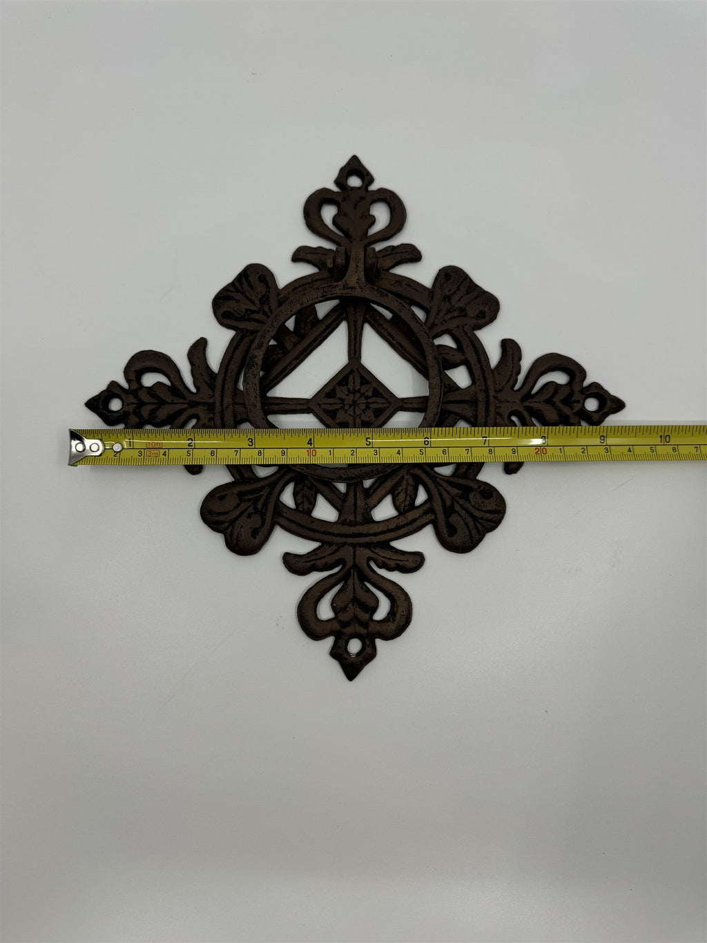Antique Cast Iron Door Knocker 9.5" WIDE Vintage Metal Ring Architectural